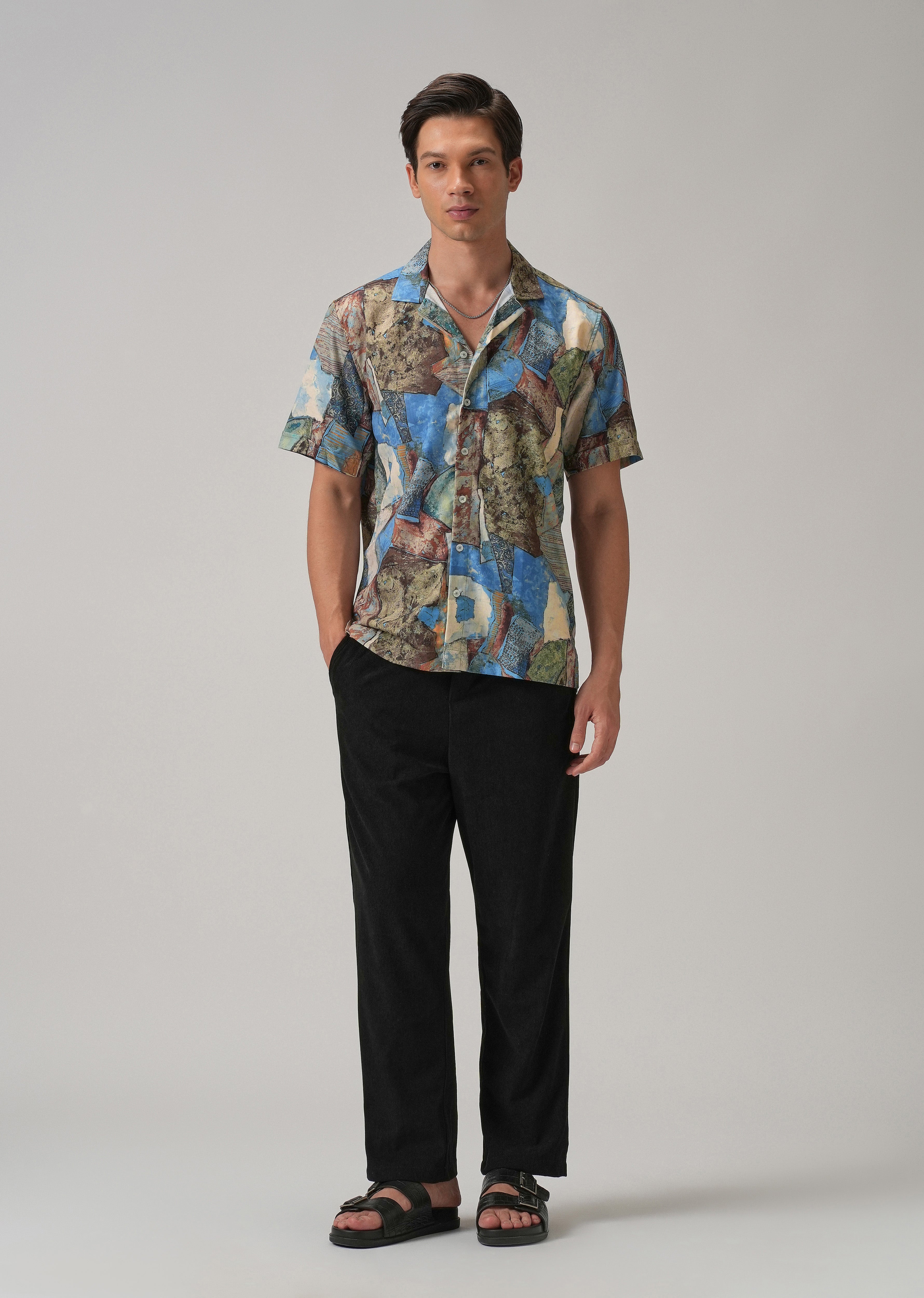 Mosaic Blue Half Sleeve Shirt