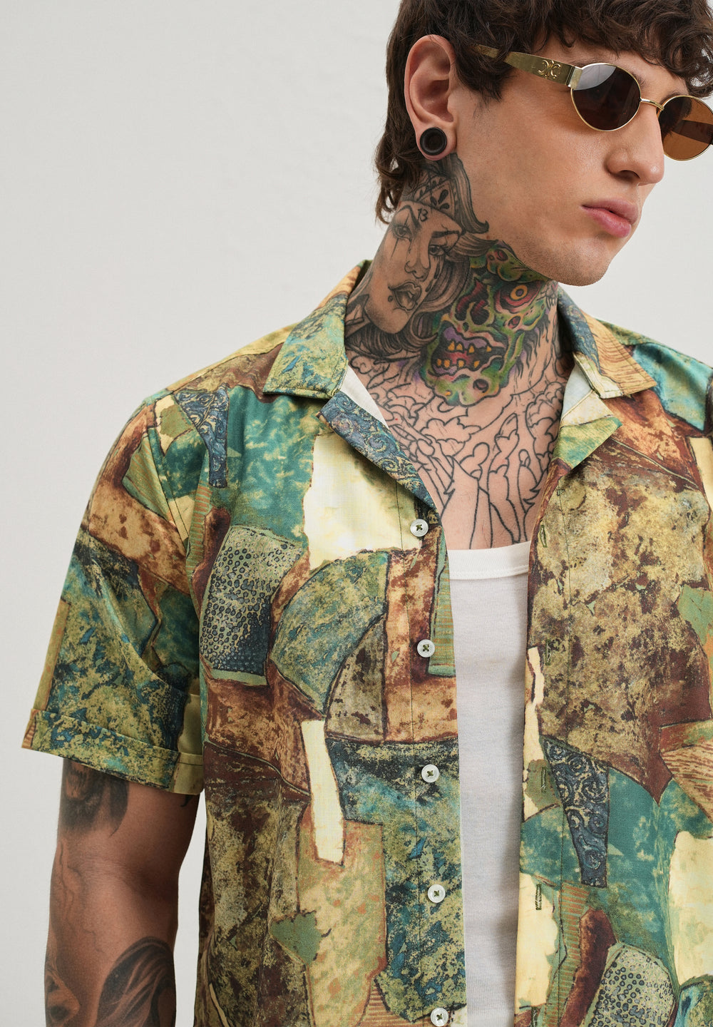 Mosaic Green Half Sleeve Shirt