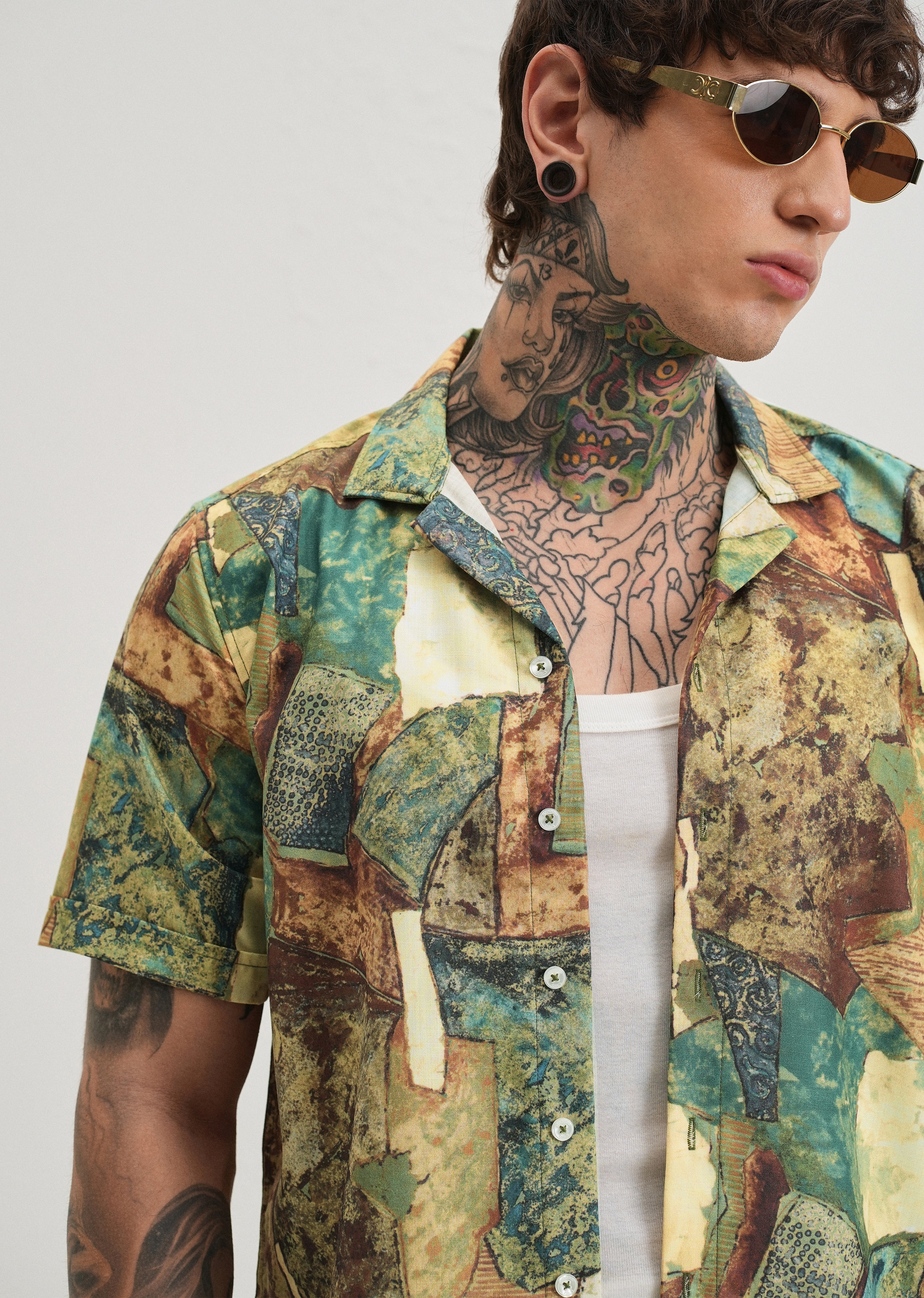 Mosaic Green Half Sleeve Shirt