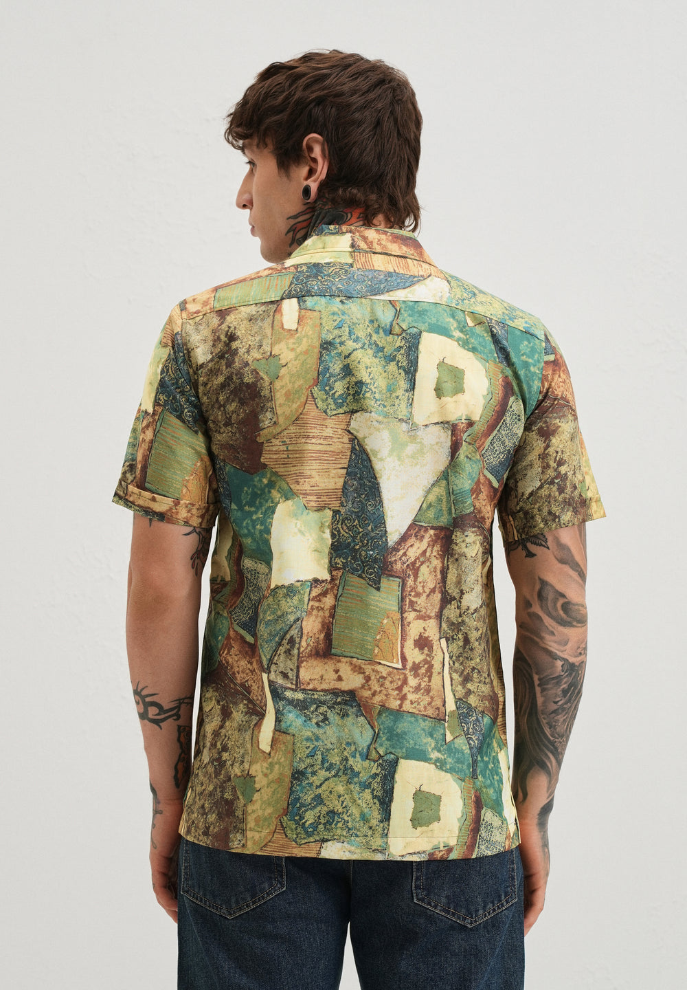 Mosaic Green Half Sleeve Shirt