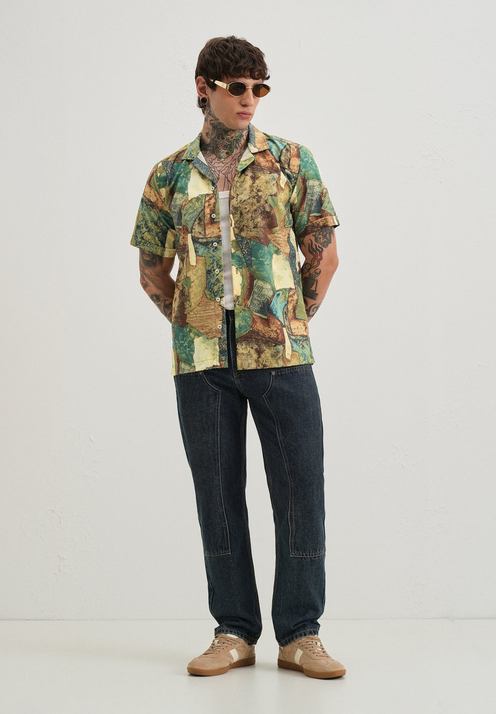 Mosaic Green Half Sleeve Shirt