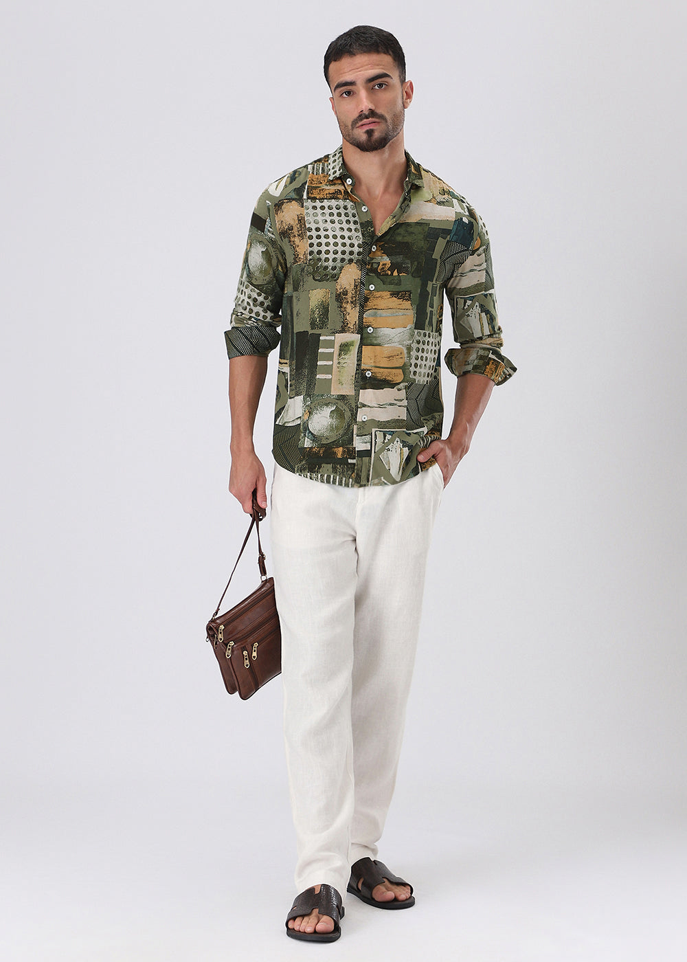 Mosaic Olive Feather shirt