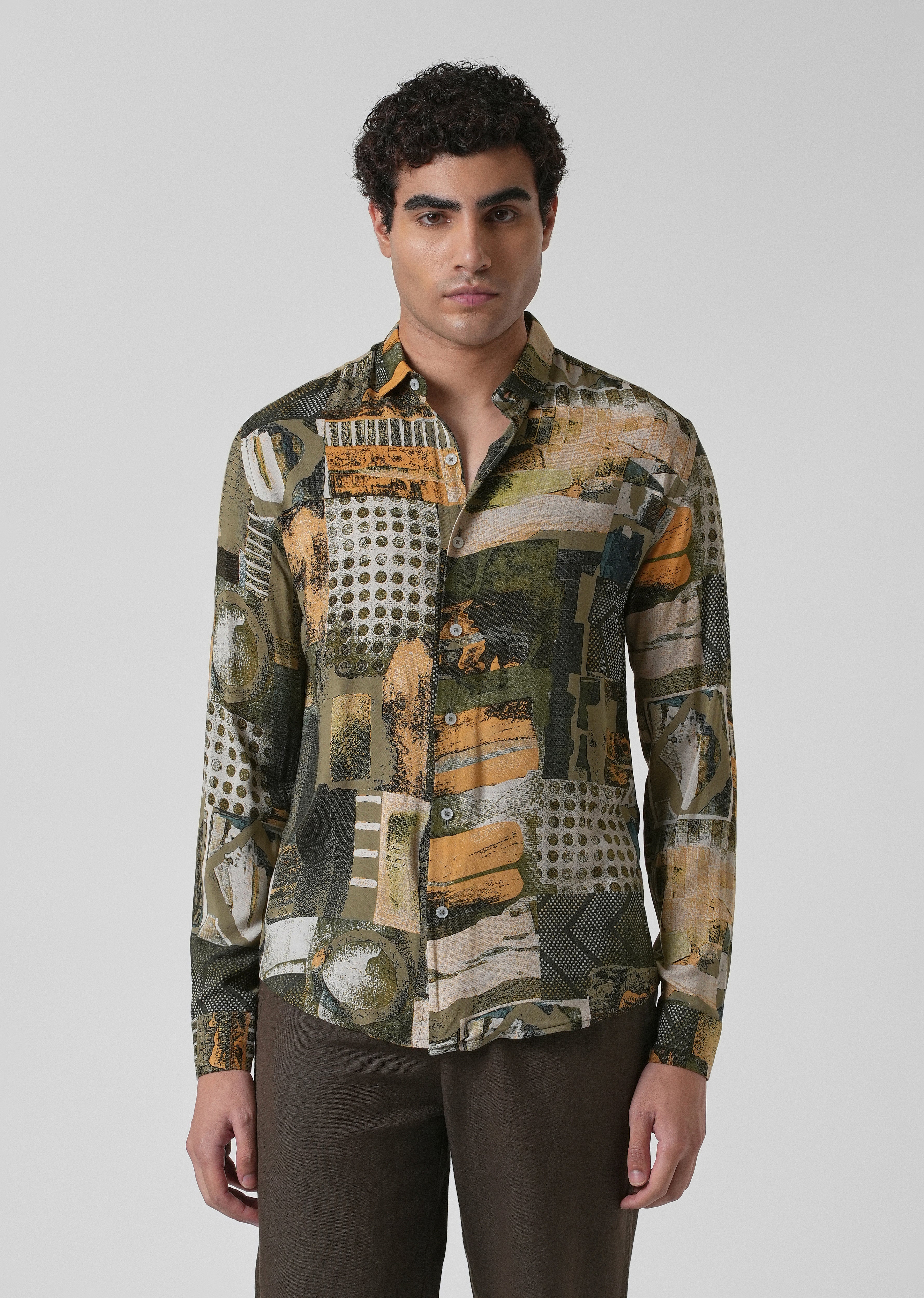 Mosaic Olive Feather shirt