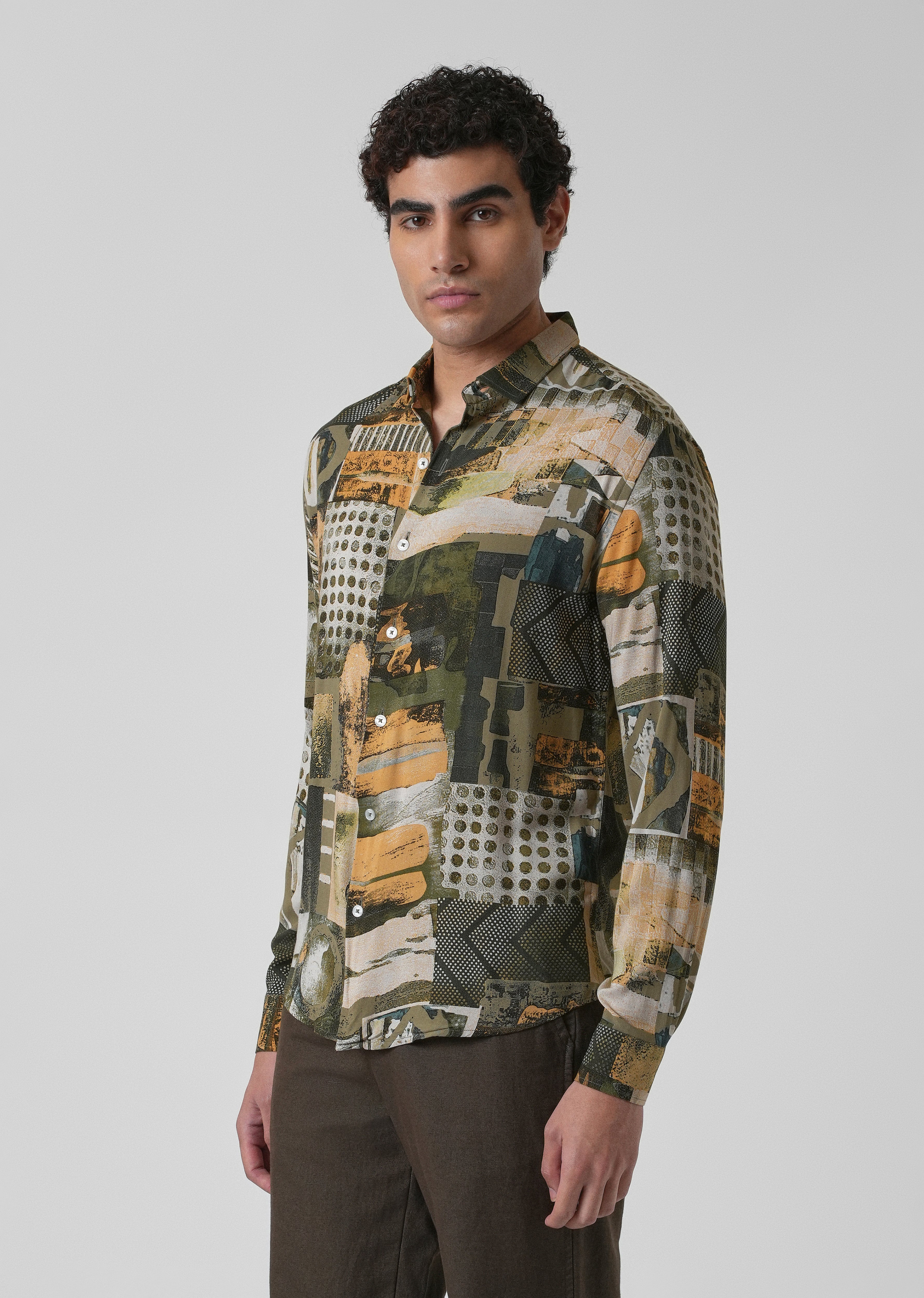 Mosaic Olive Feather shirt