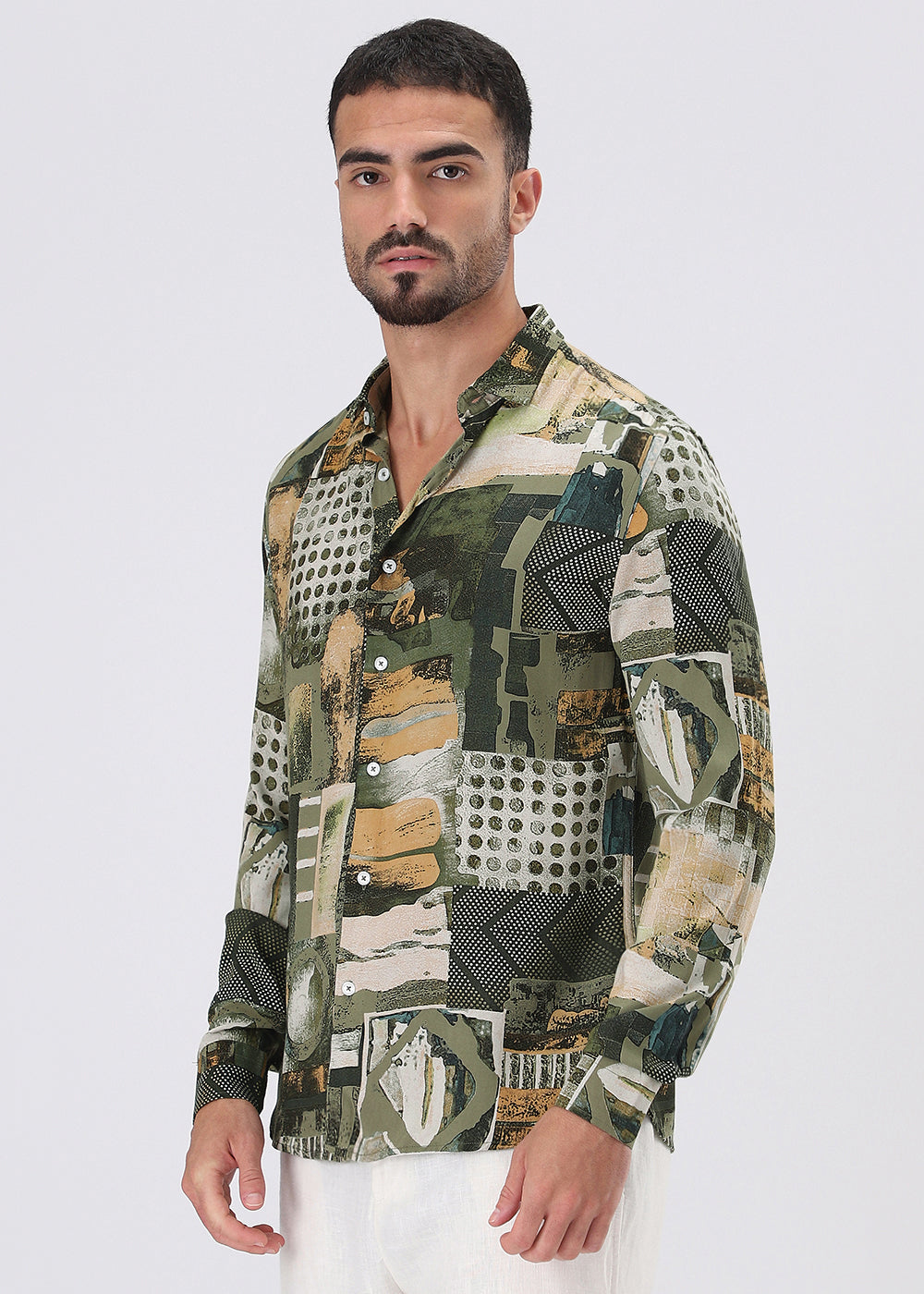 Mosaic Olive Feather shirt