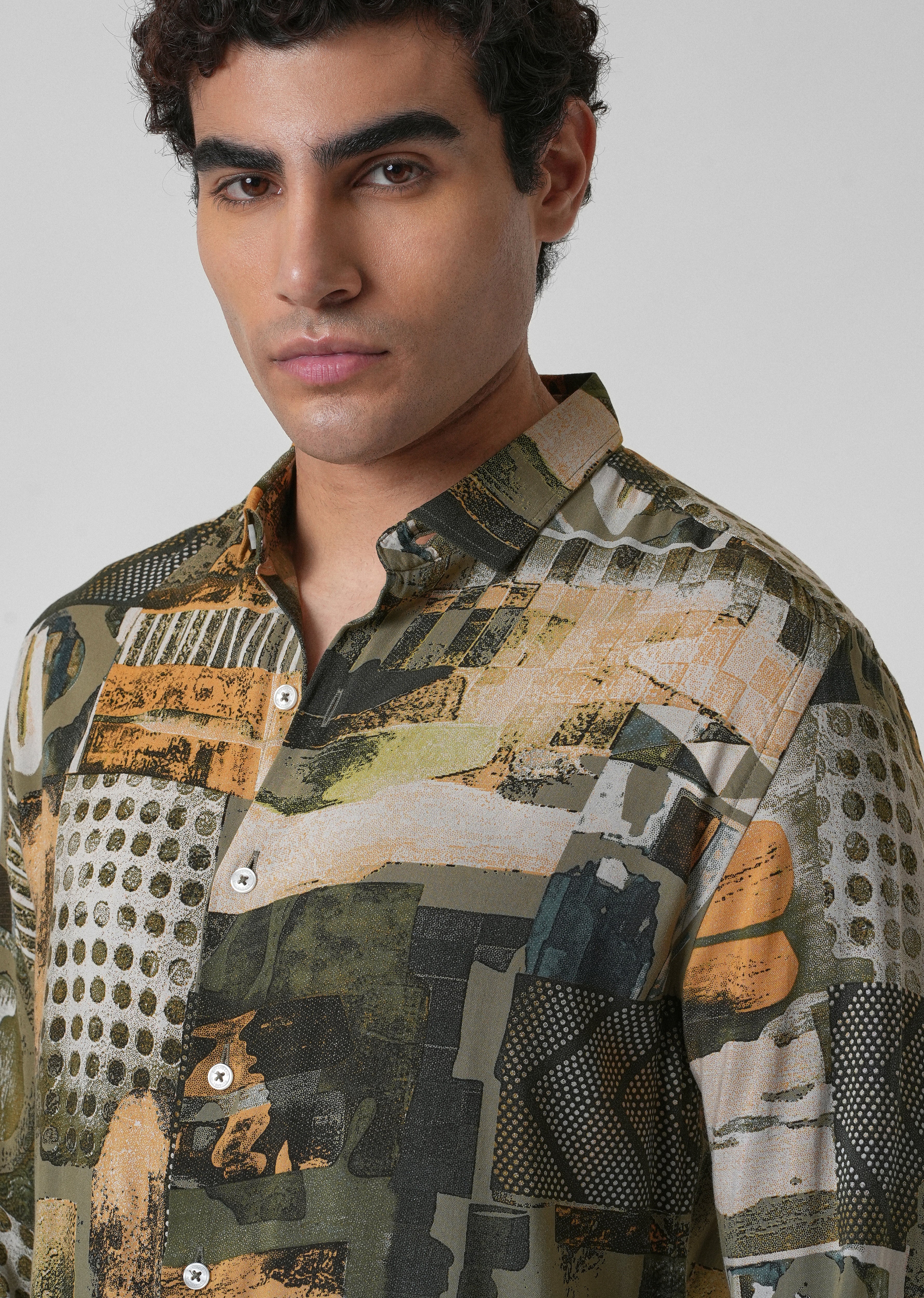 Mosaic Olive Feather shirt