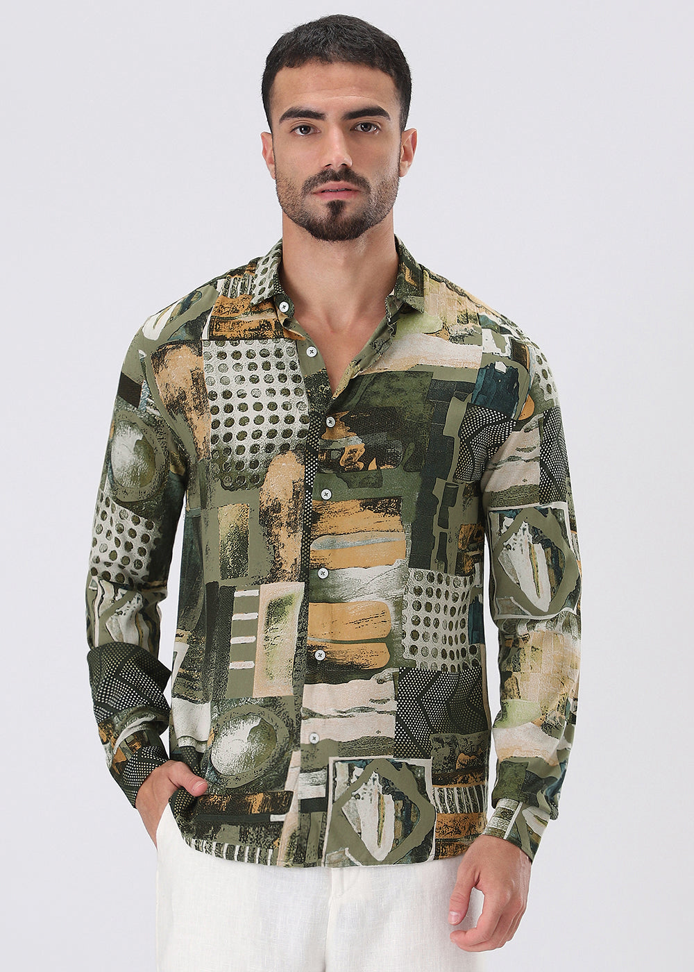 Mosaic Olive Feather shirt