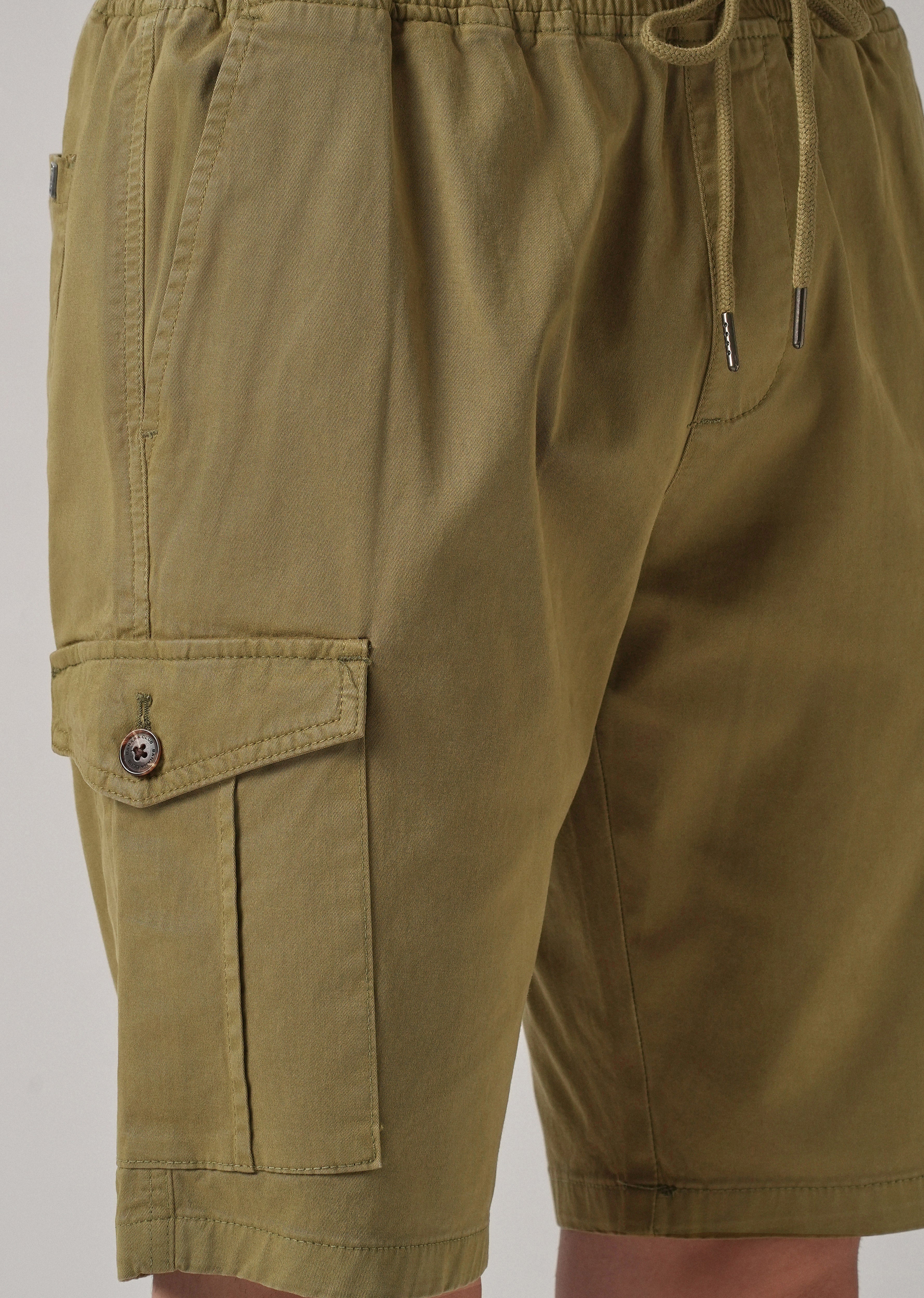 Moss Green Cotton Cargo Shorts