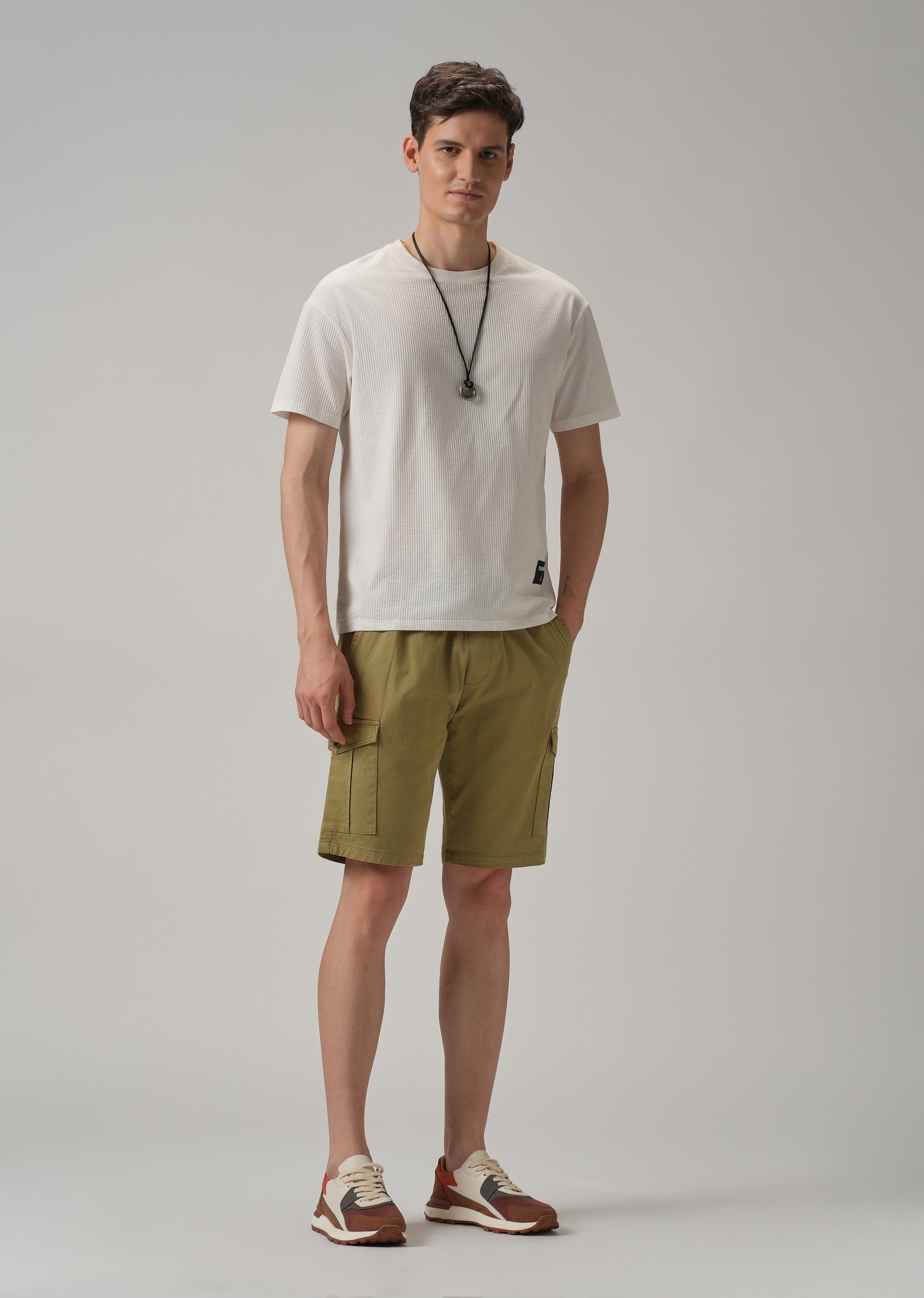 Moss Green Cotton Cargo Shorts