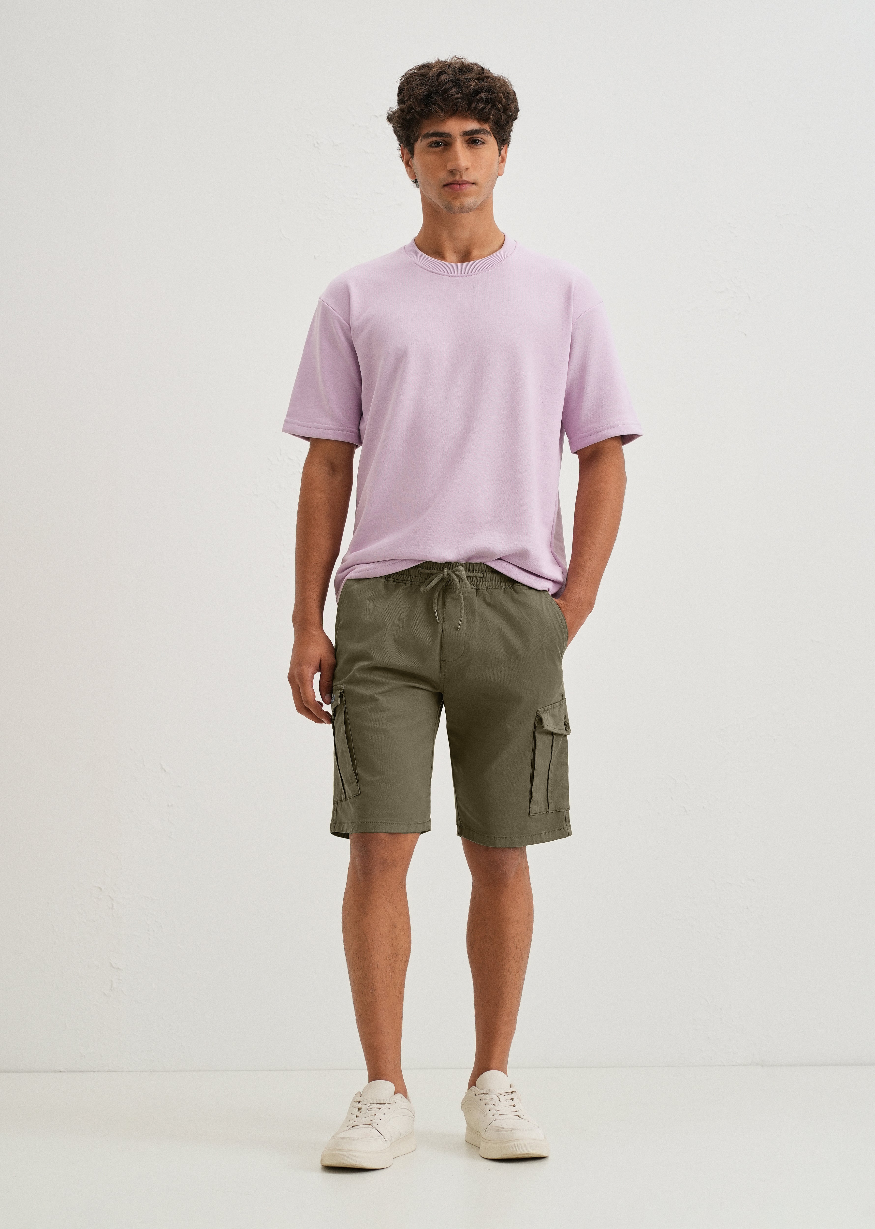 Moss Green Cotton Cargo Shorts