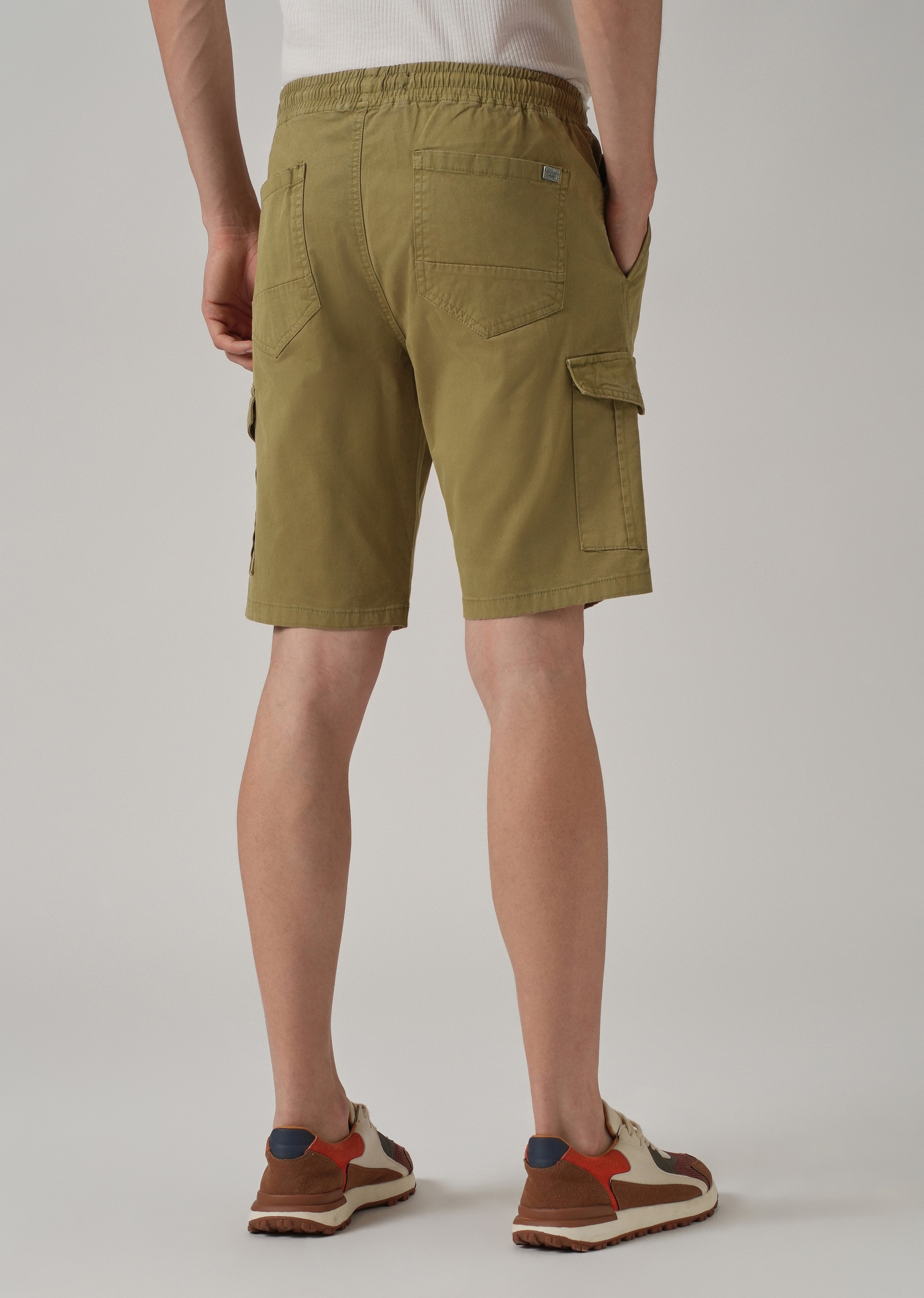 Moss Green Cotton Cargo Shorts