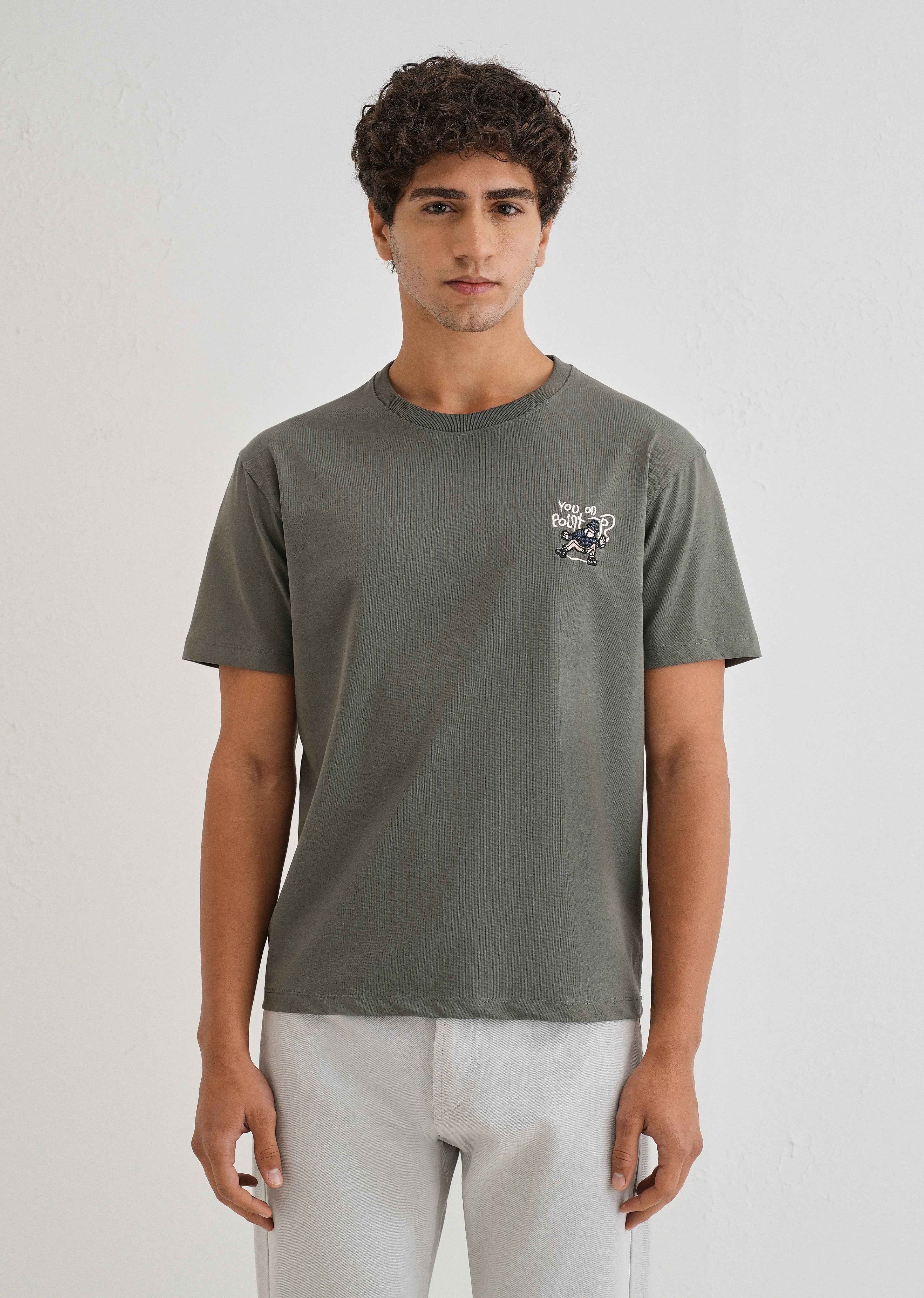 Moss Green Graphic Printed T-shirt
