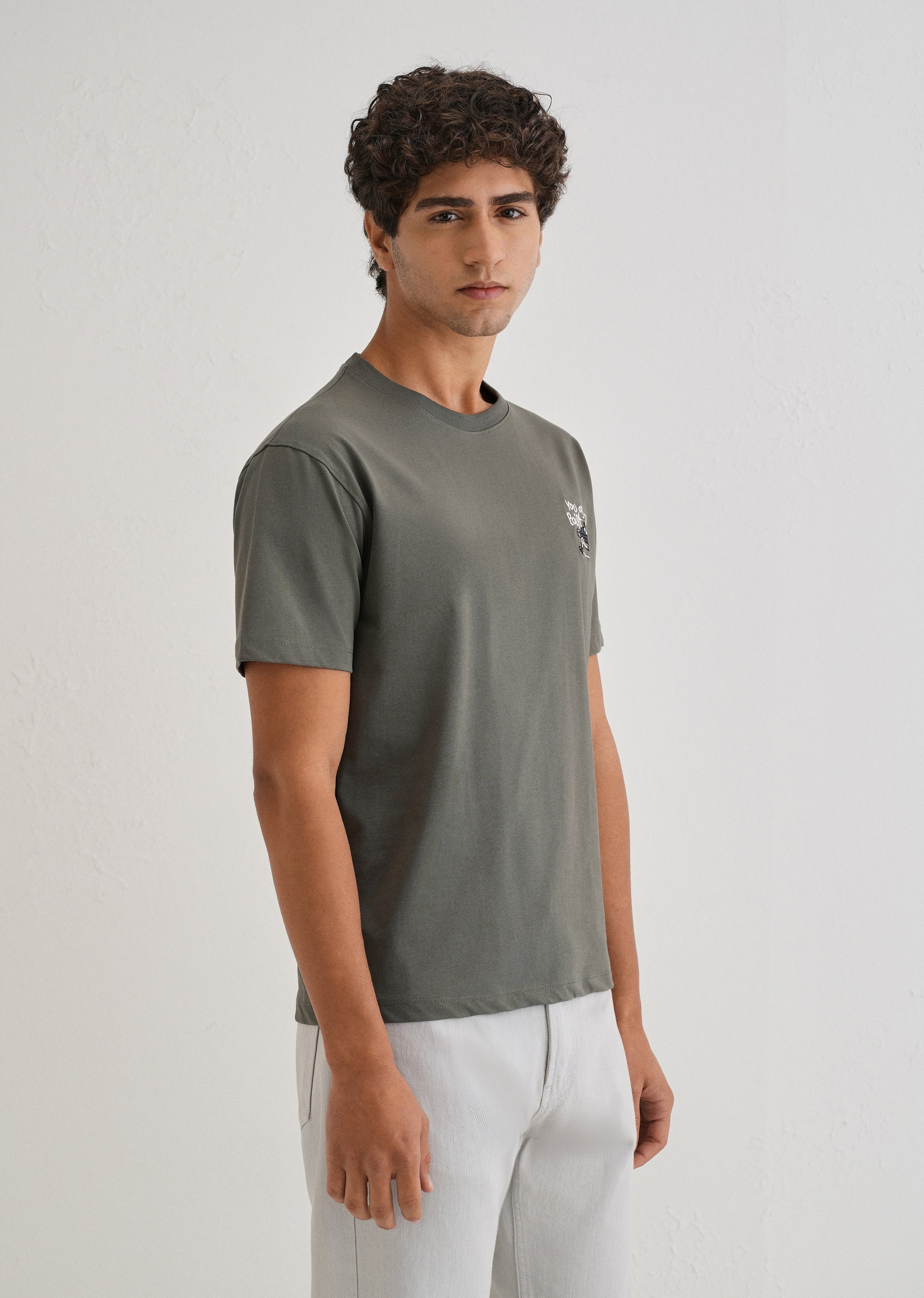 Moss Green Graphic Printed T-shirt