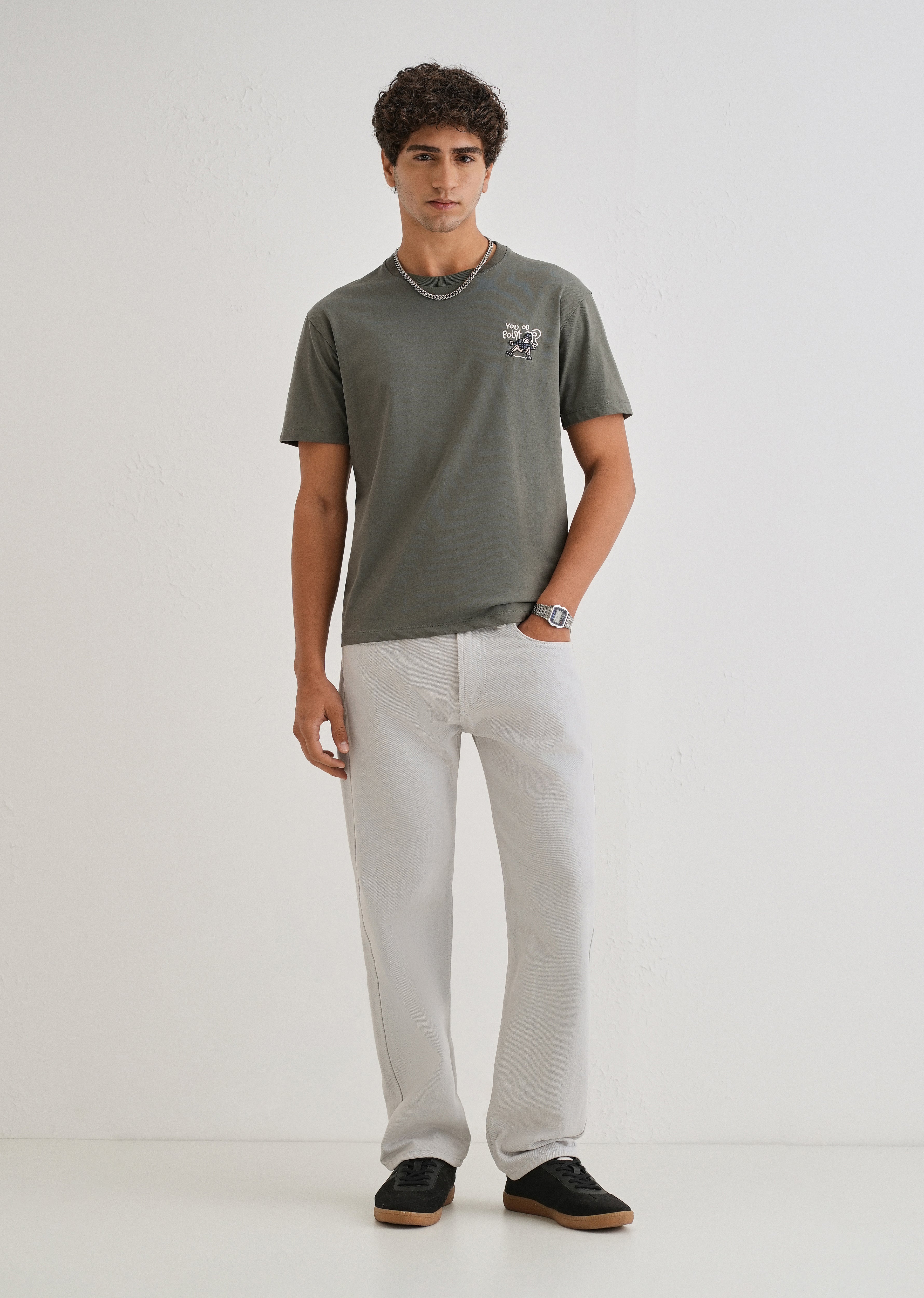 Moss Green Graphic Printed T-shirt