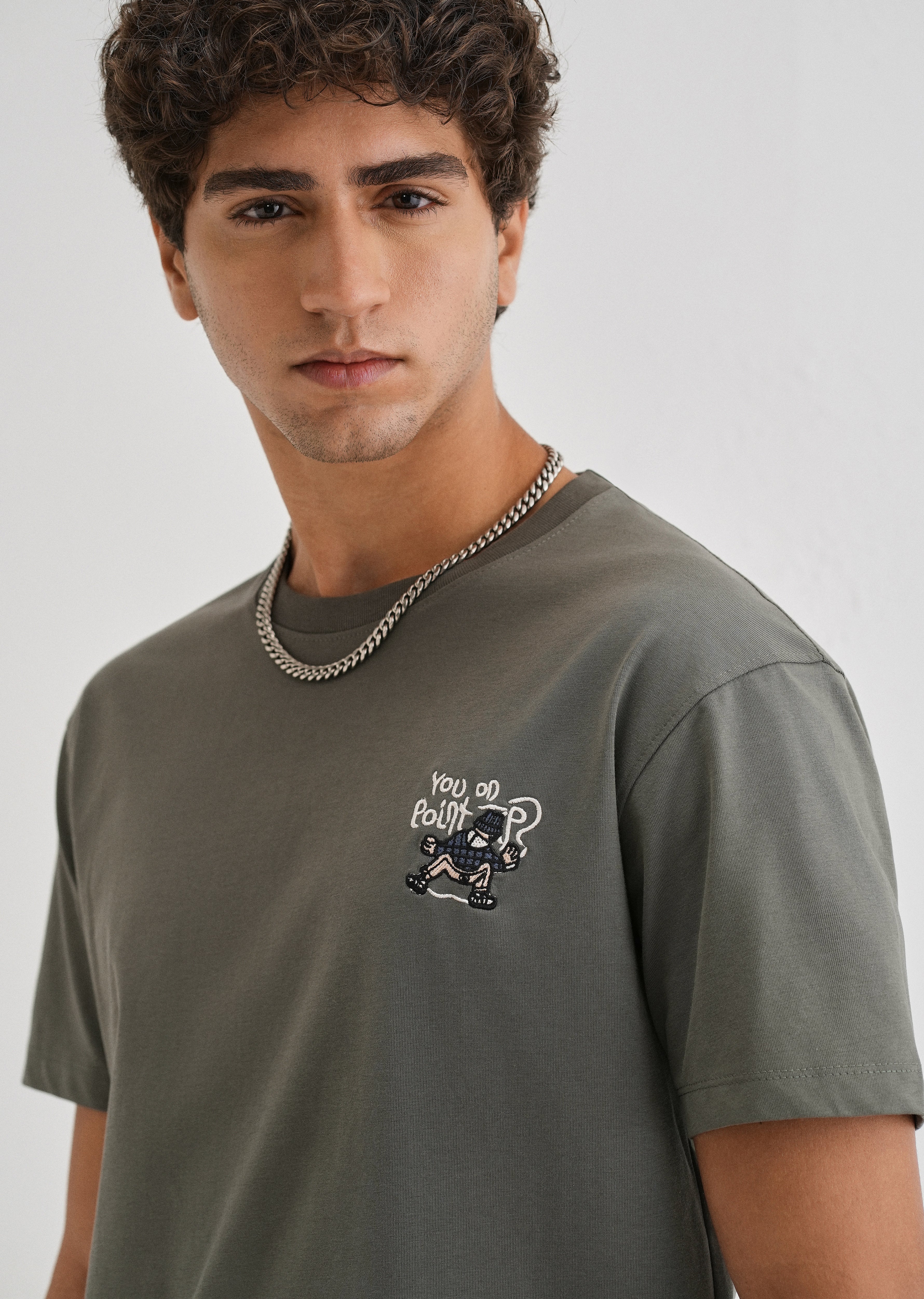 Moss Green Graphic Printed T-shirt