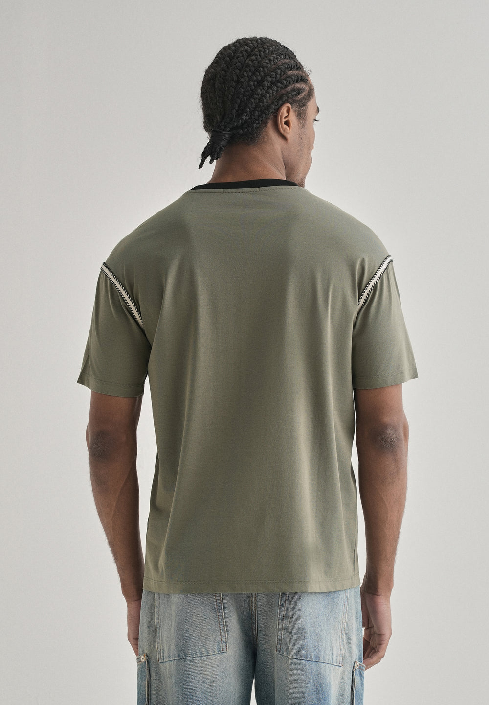 Moss Green Lace Applique T-shirt