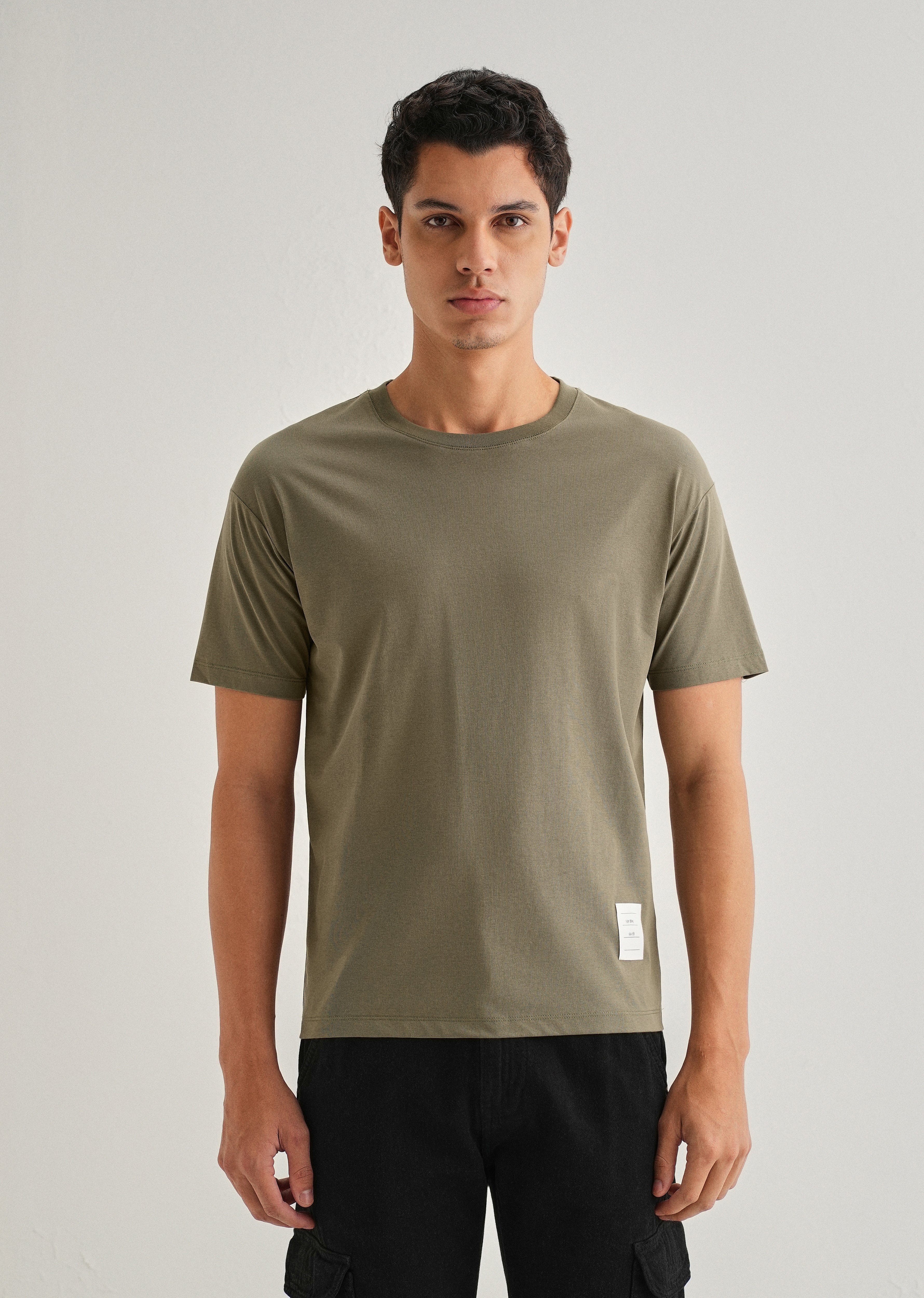 Moss Green Stripe Back Yoke T-shirt