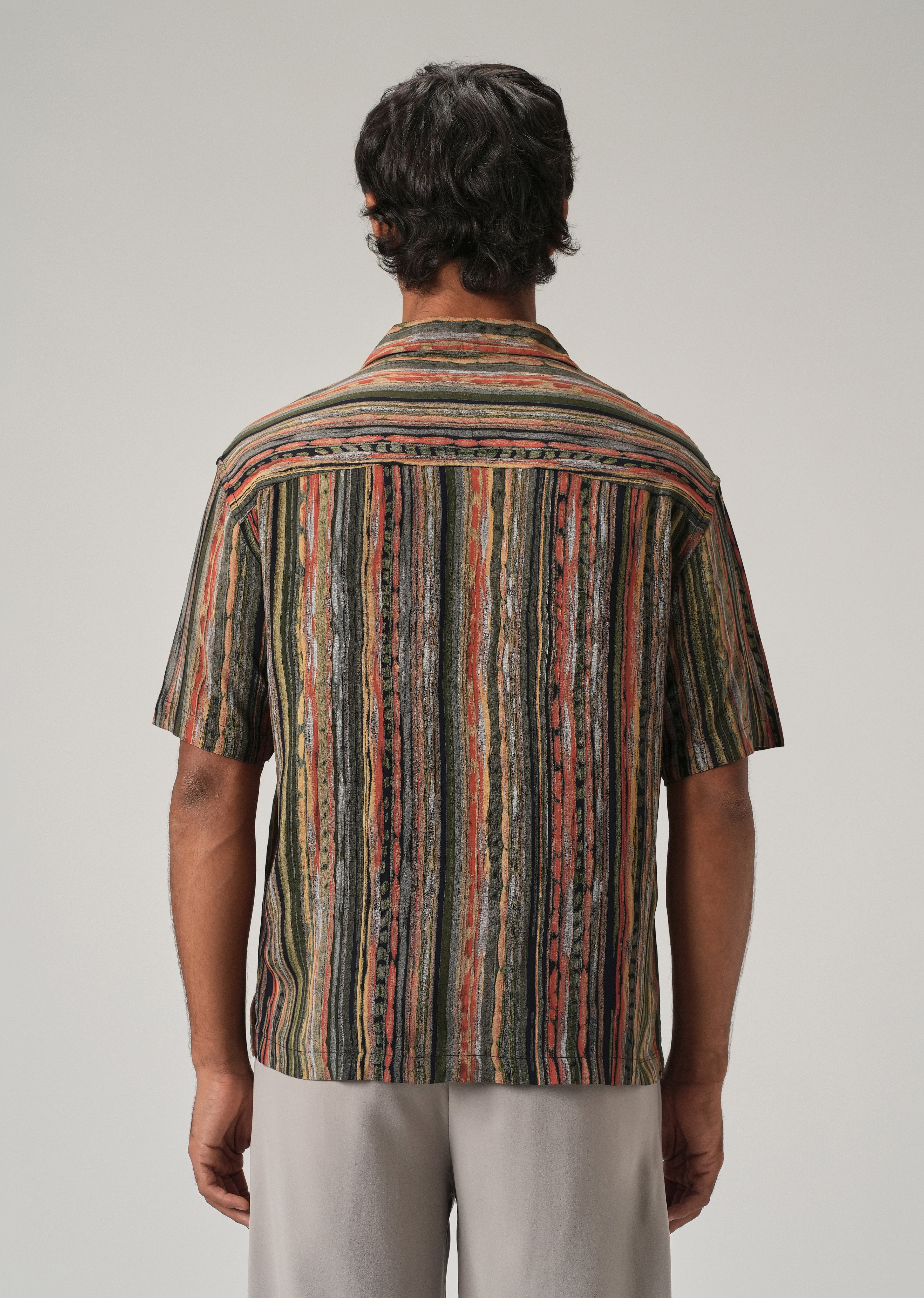 Multi-Stripe Oversized Feather Shirt