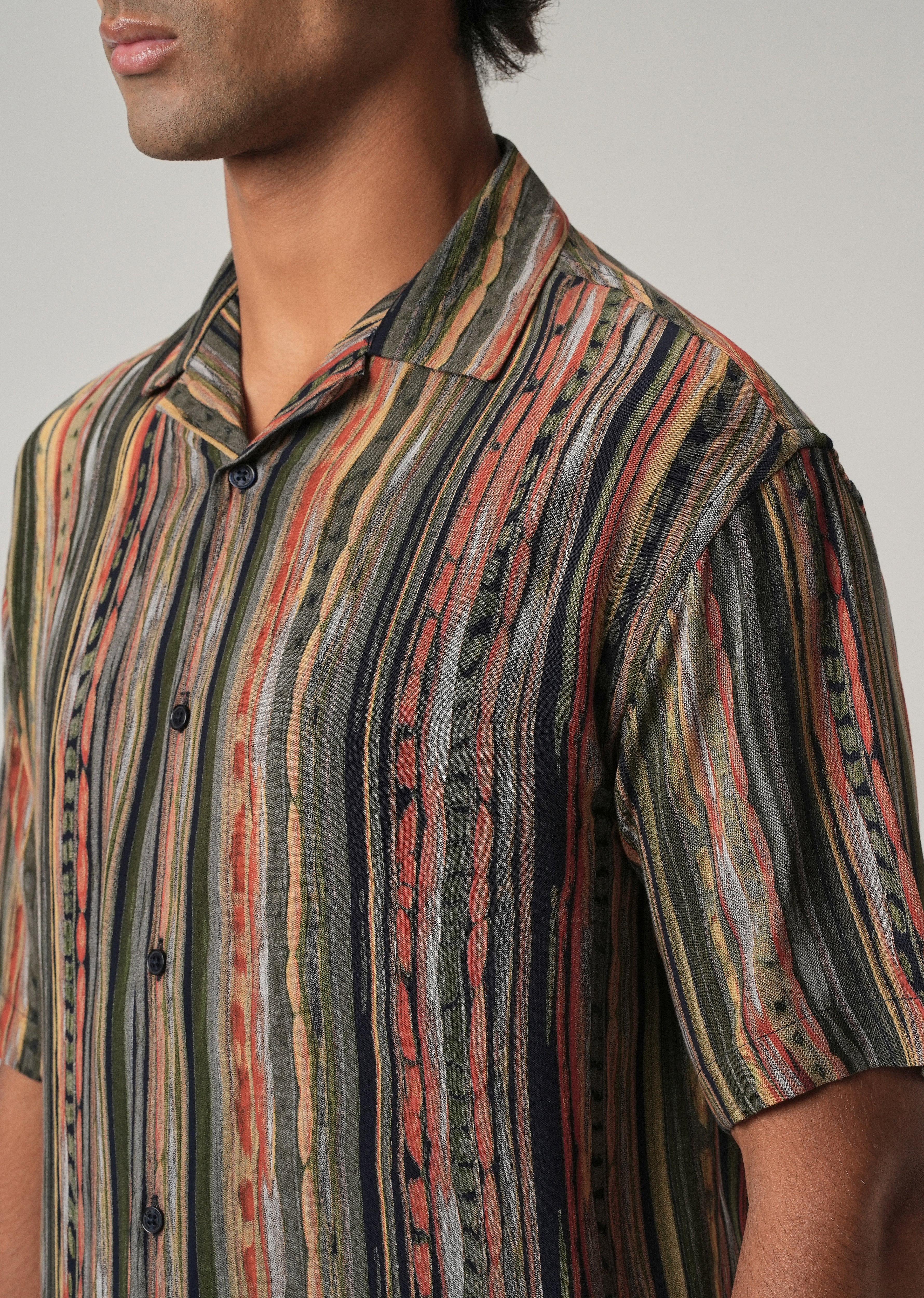 Multi-Stripe Oversized Feather Shirt