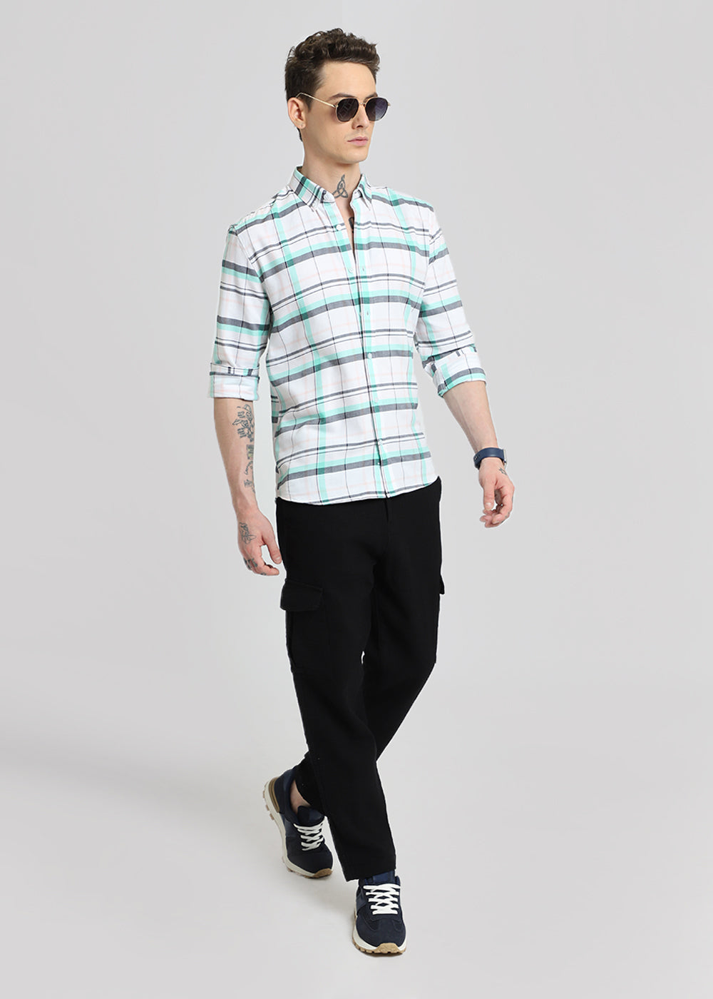 Multi Plaid Oxford Cotton Check Shirt