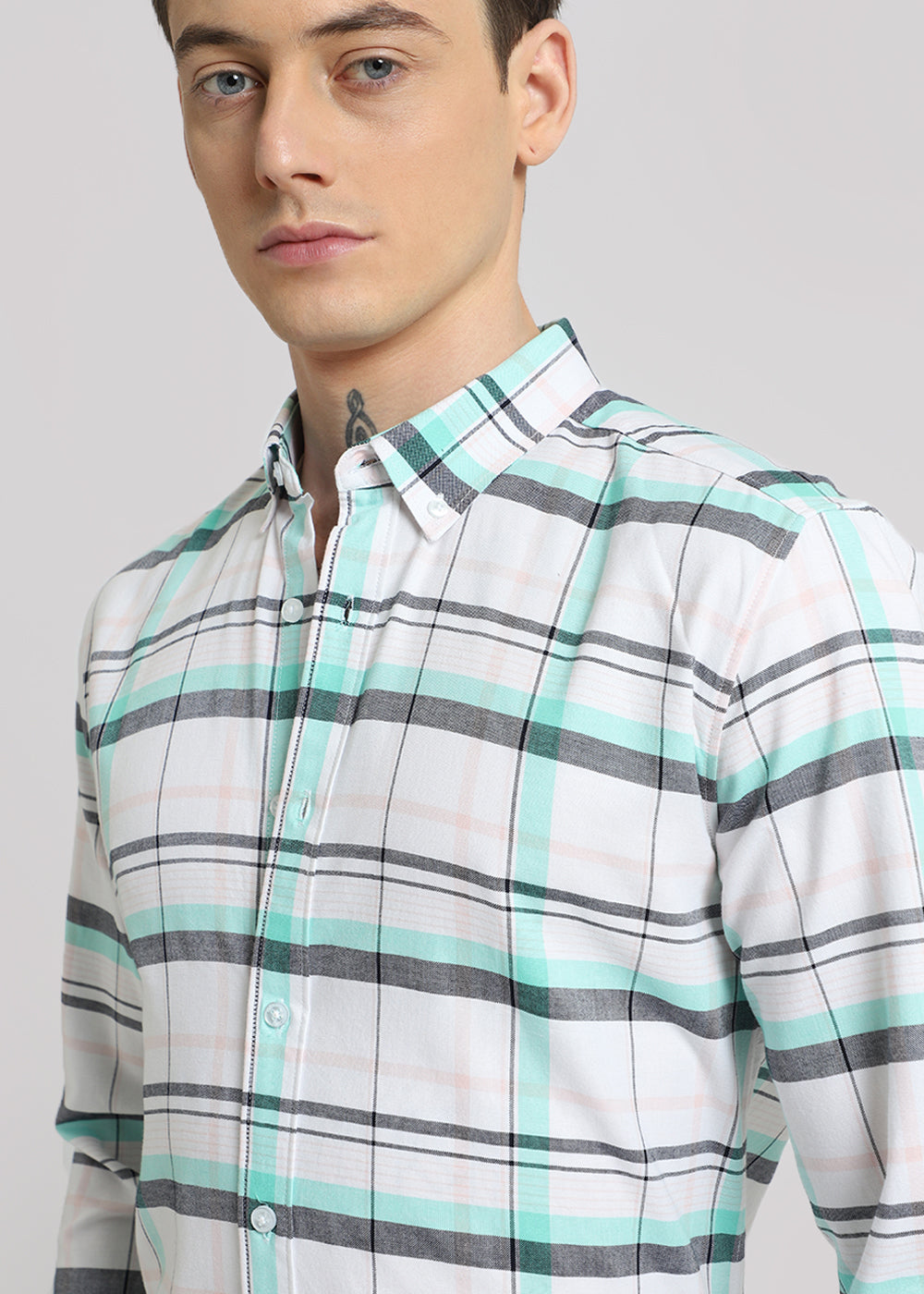 Multi Plaid Oxford Cotton Check Shirt