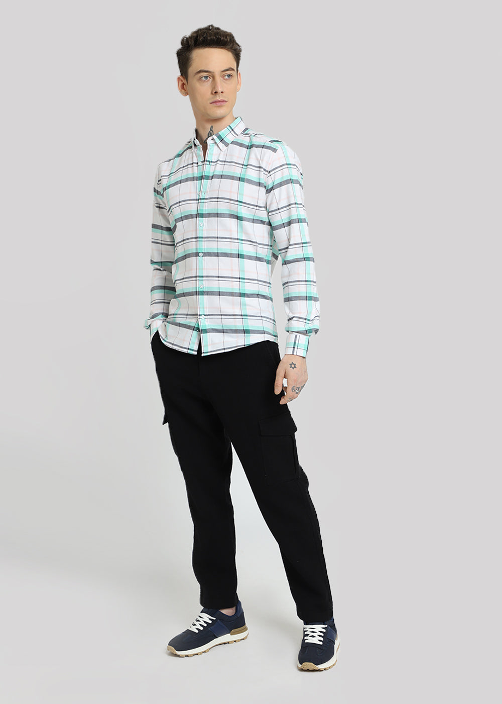 Multi Plaid Oxford Cotton Check Shirt