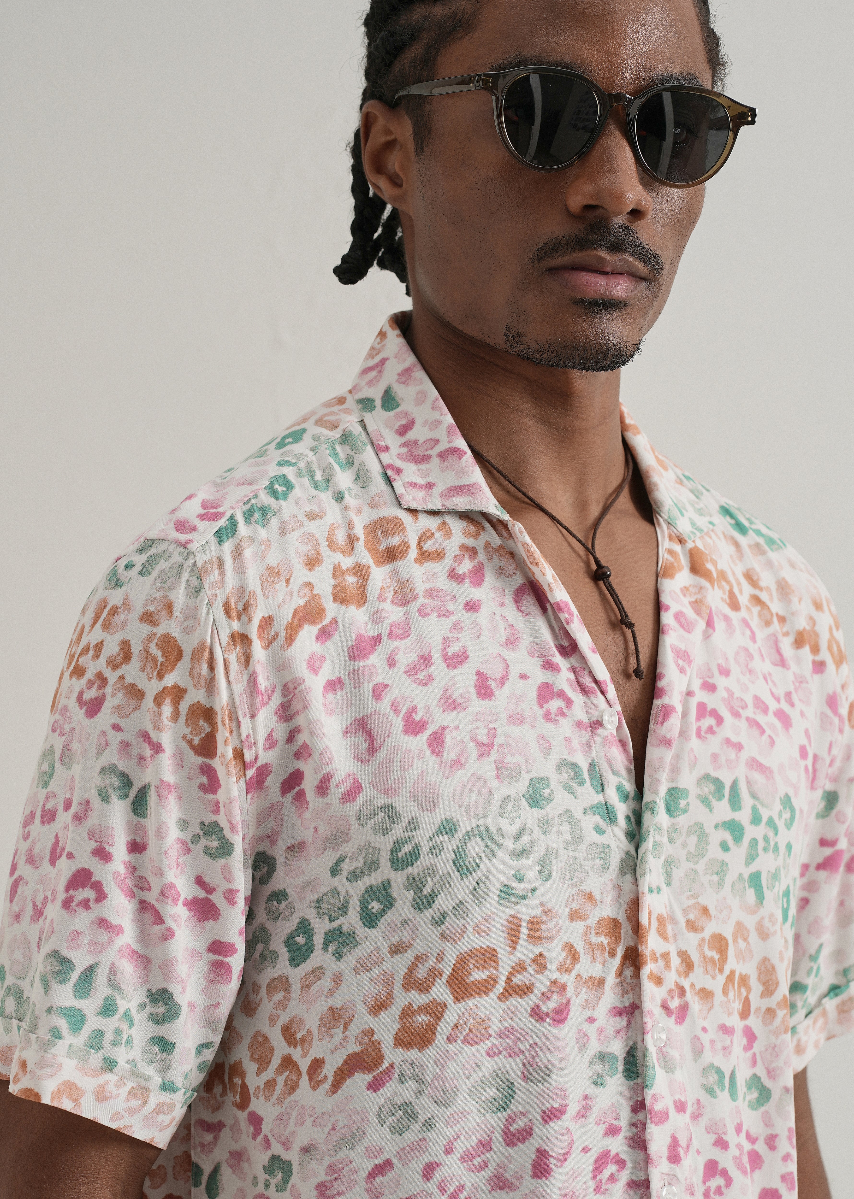 Multi coloured Panthera Print Half sleeve shirt