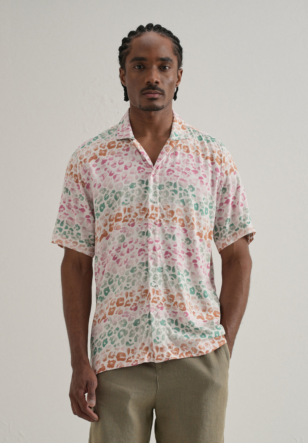 Multi coloured Panthera Print Half sleeve shirt