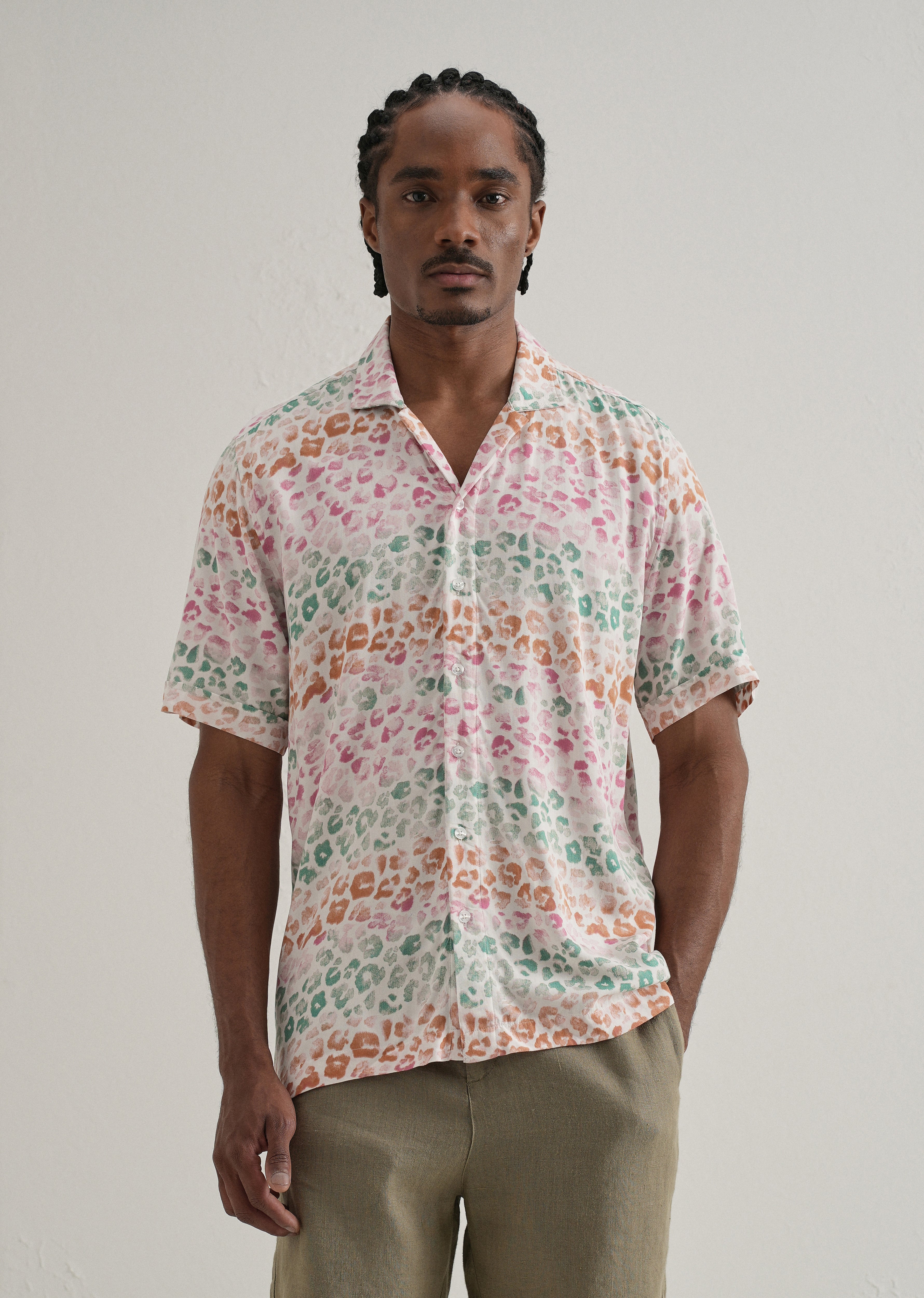 Multi coloured Panthera Print Half sleeve shirt