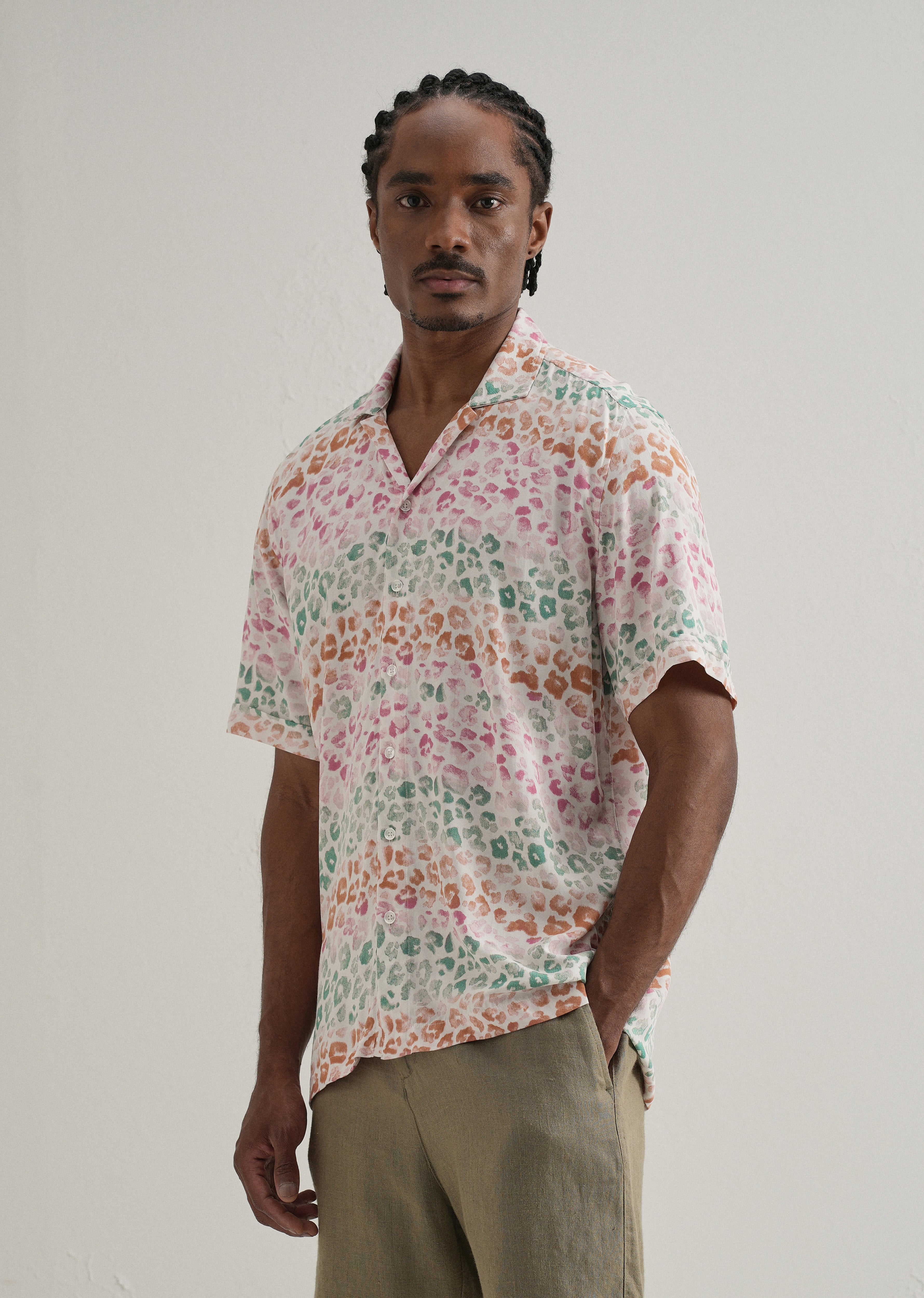 Multi coloured Panthera Print Half sleeve shirt