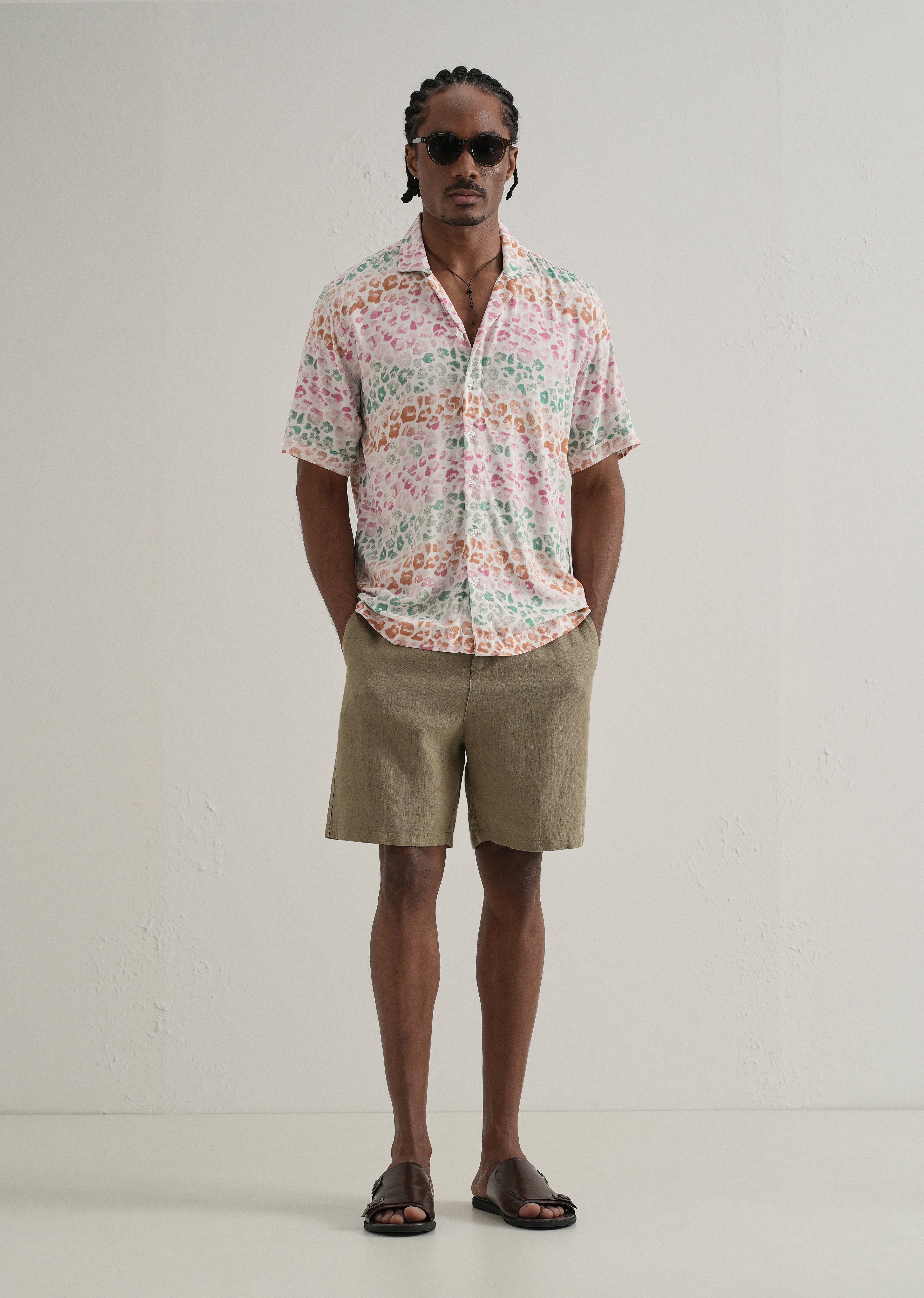 Multi coloured Panthera Print Half sleeve shirt