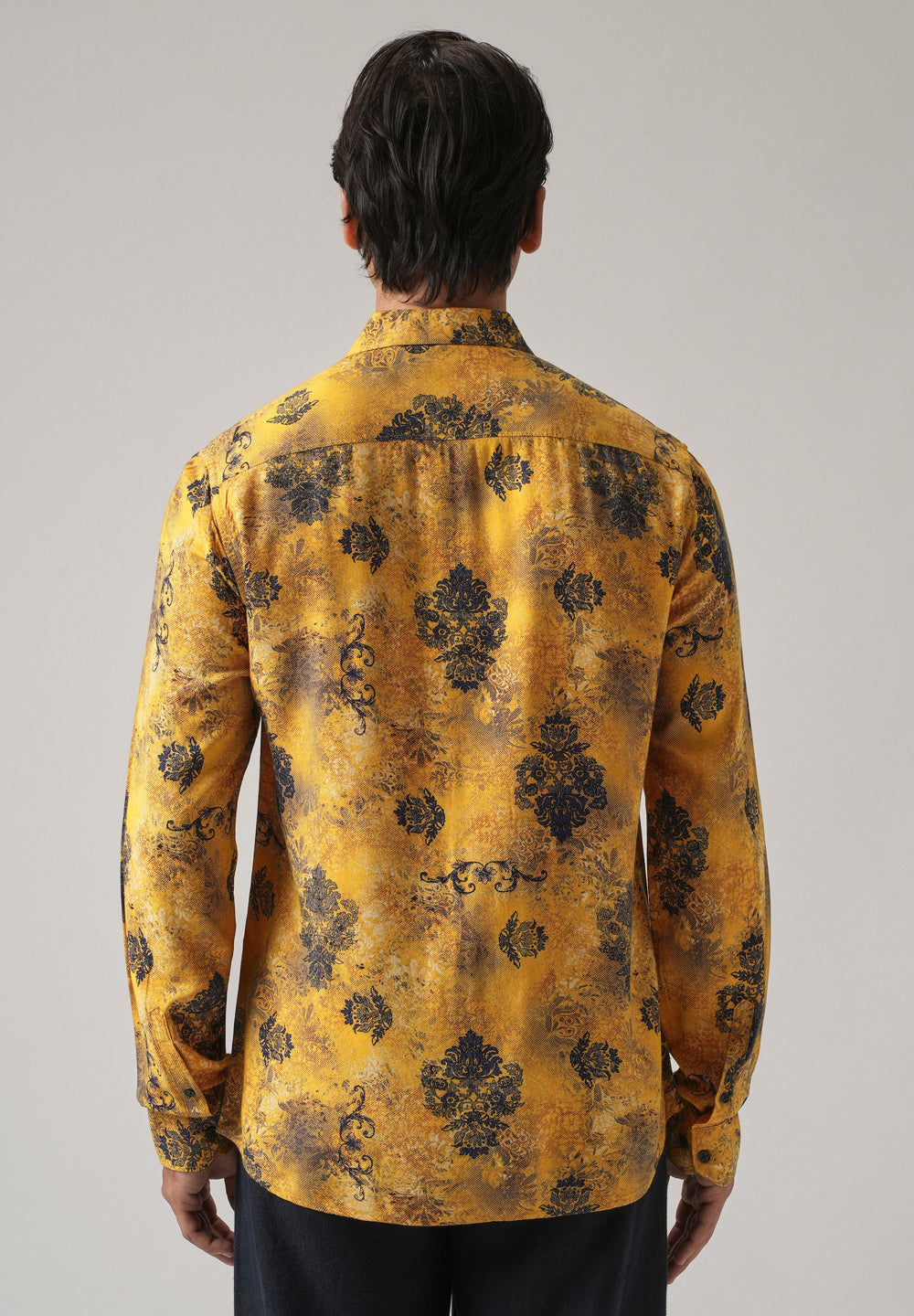 Mustard Floral Print Feather Shirt
