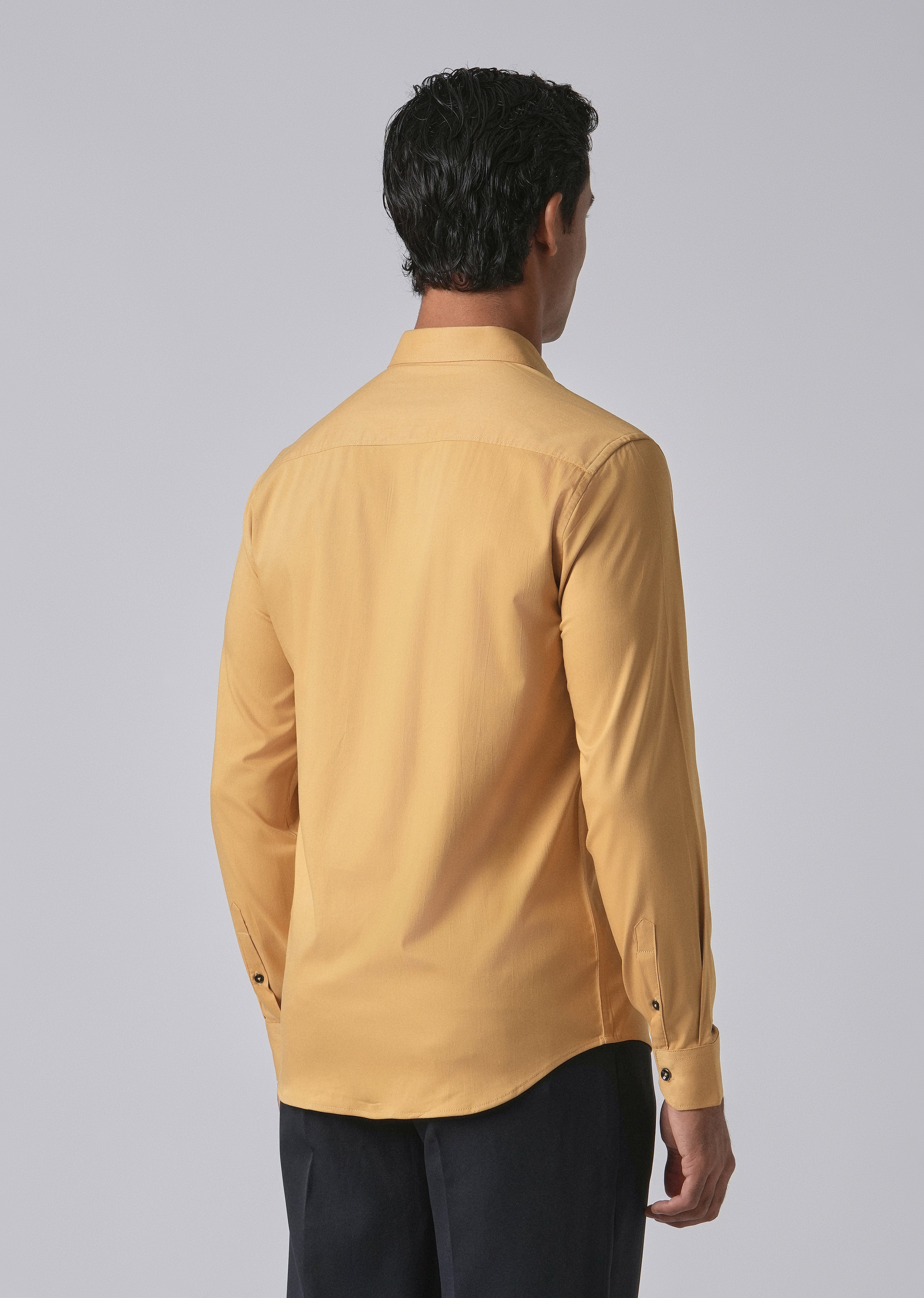 Mustard Cotton Stretch Plain Shirt