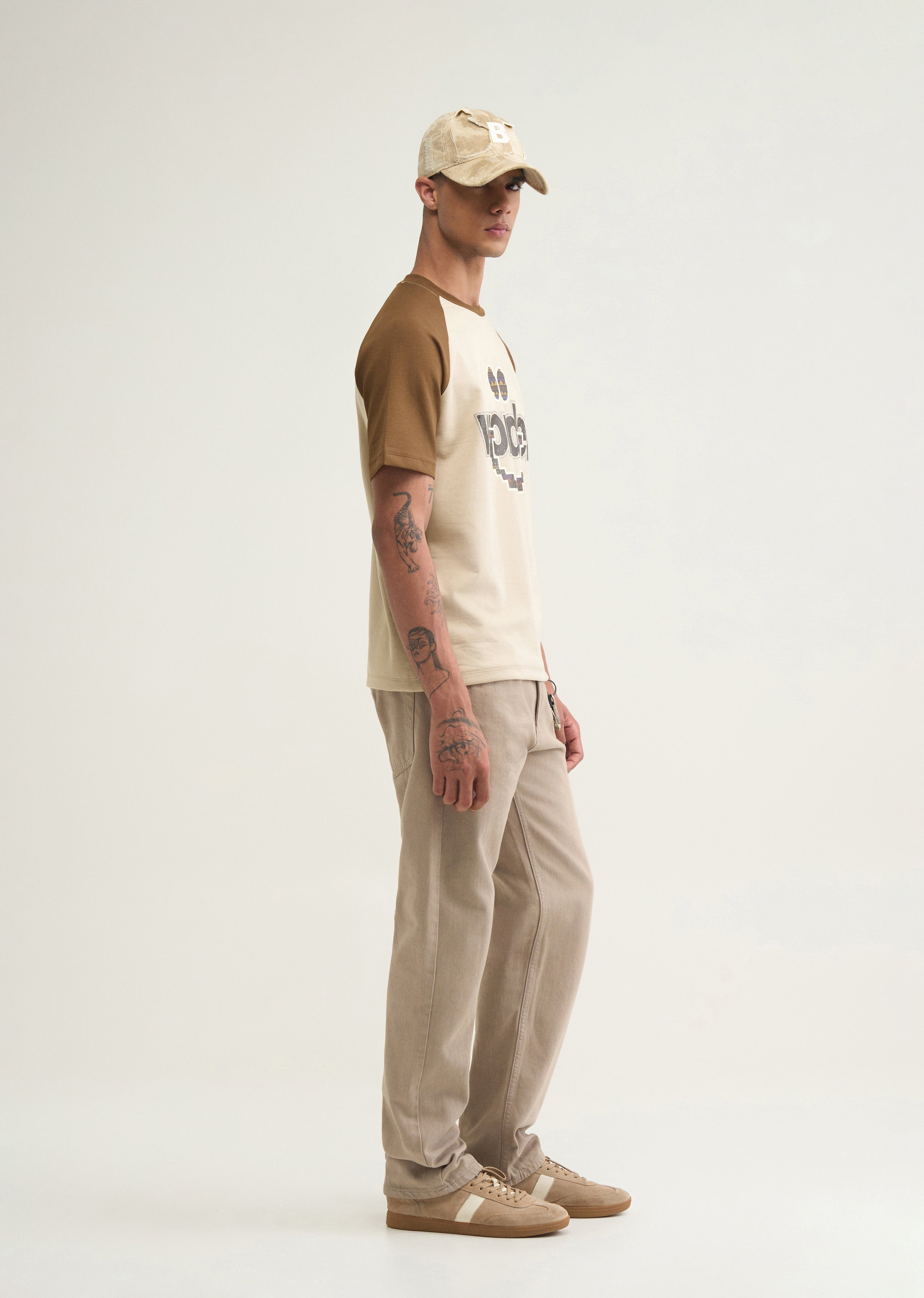 Muted Beige Graphic Printed T-shirt