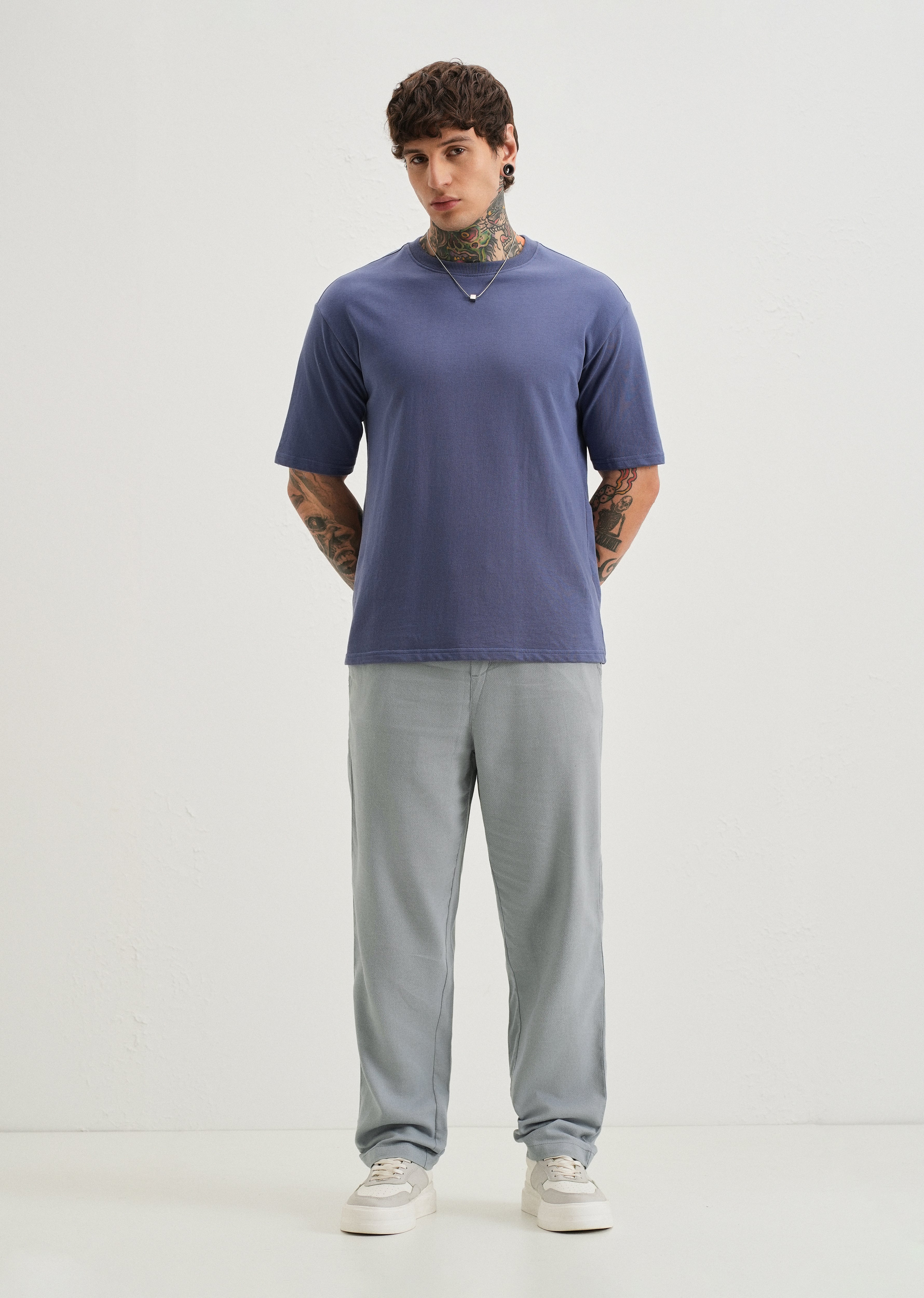 Mystic Blue Textured Pants