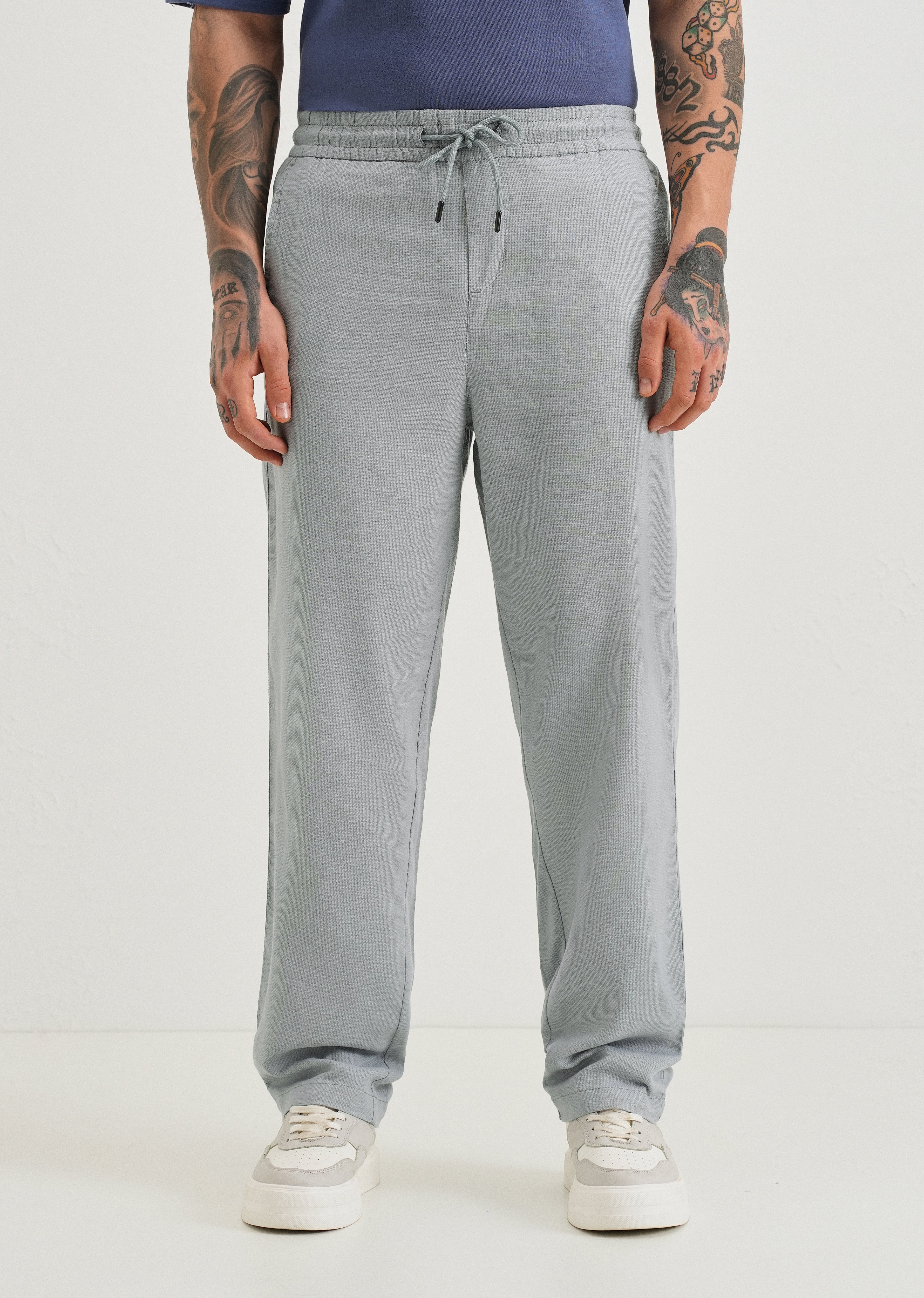 Mystic Blue Textured Pants