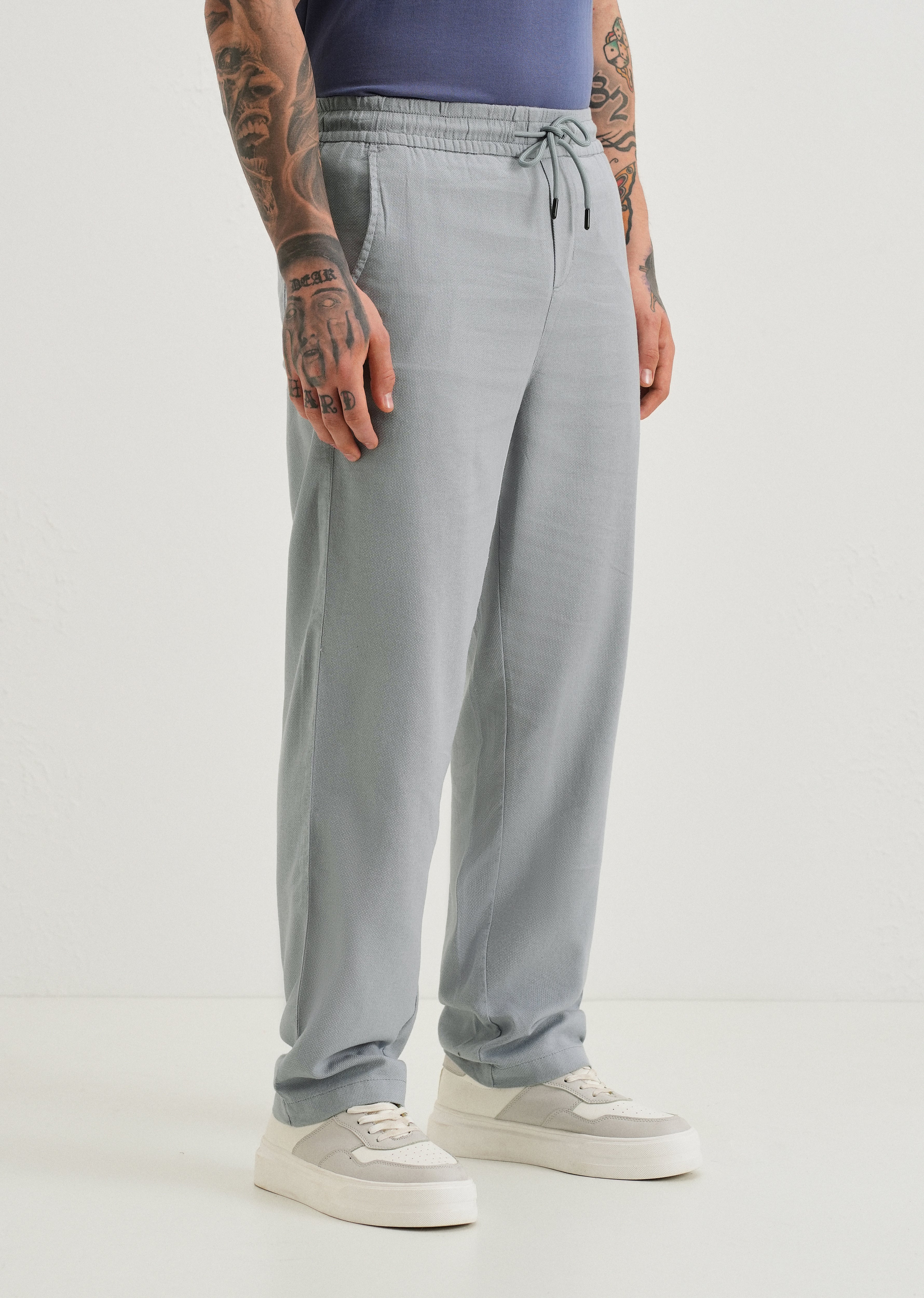 Mystic Blue Textured Pants