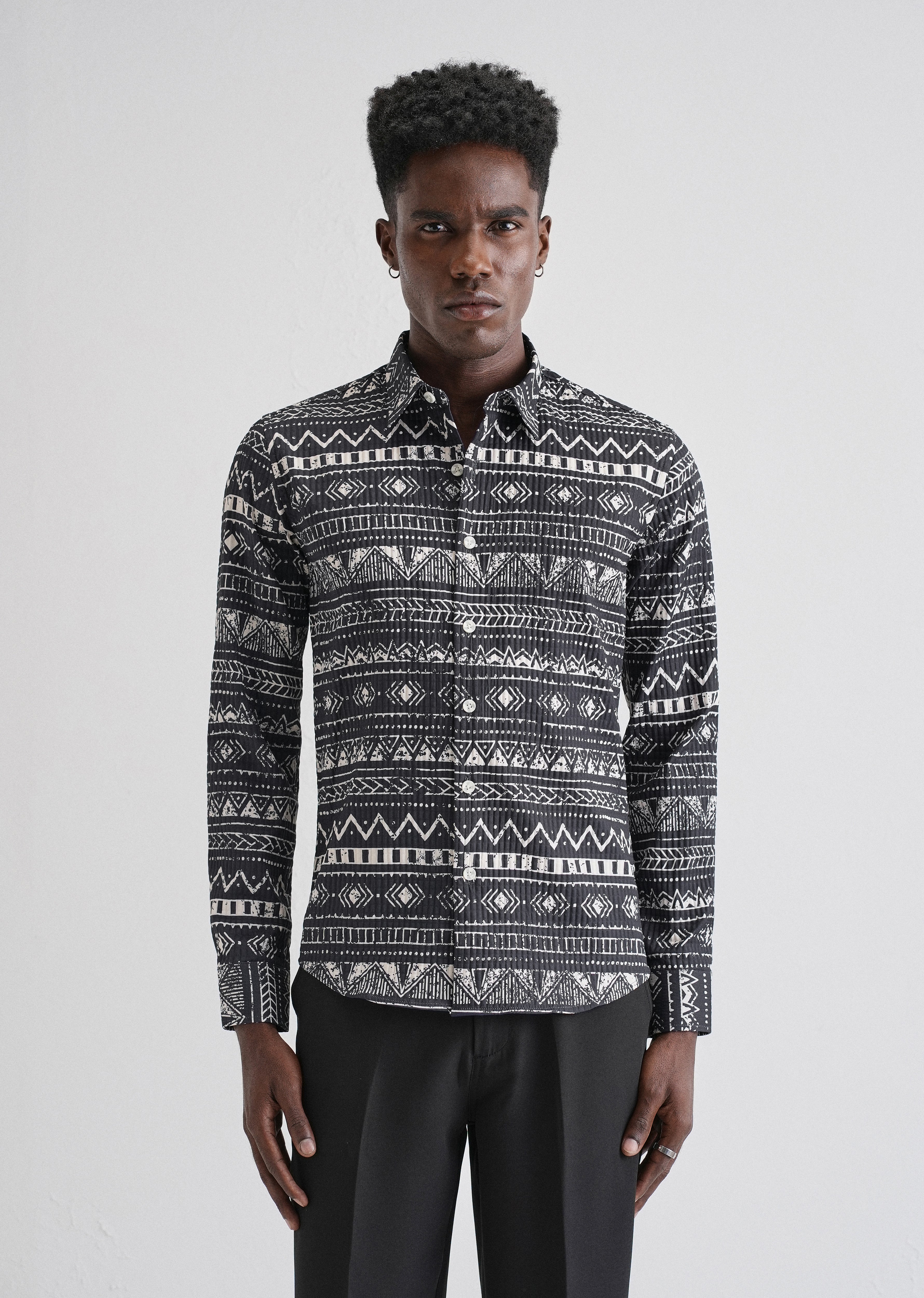 Mystic Maze Black Puff Shirt