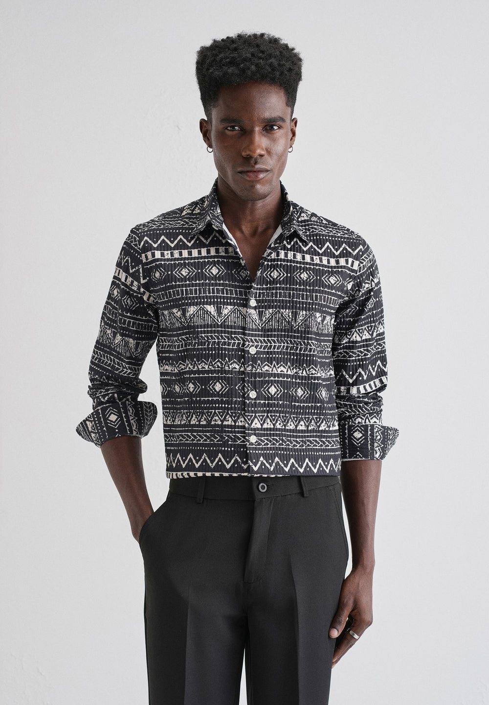 Mystic Maze Black Puff  Shirt