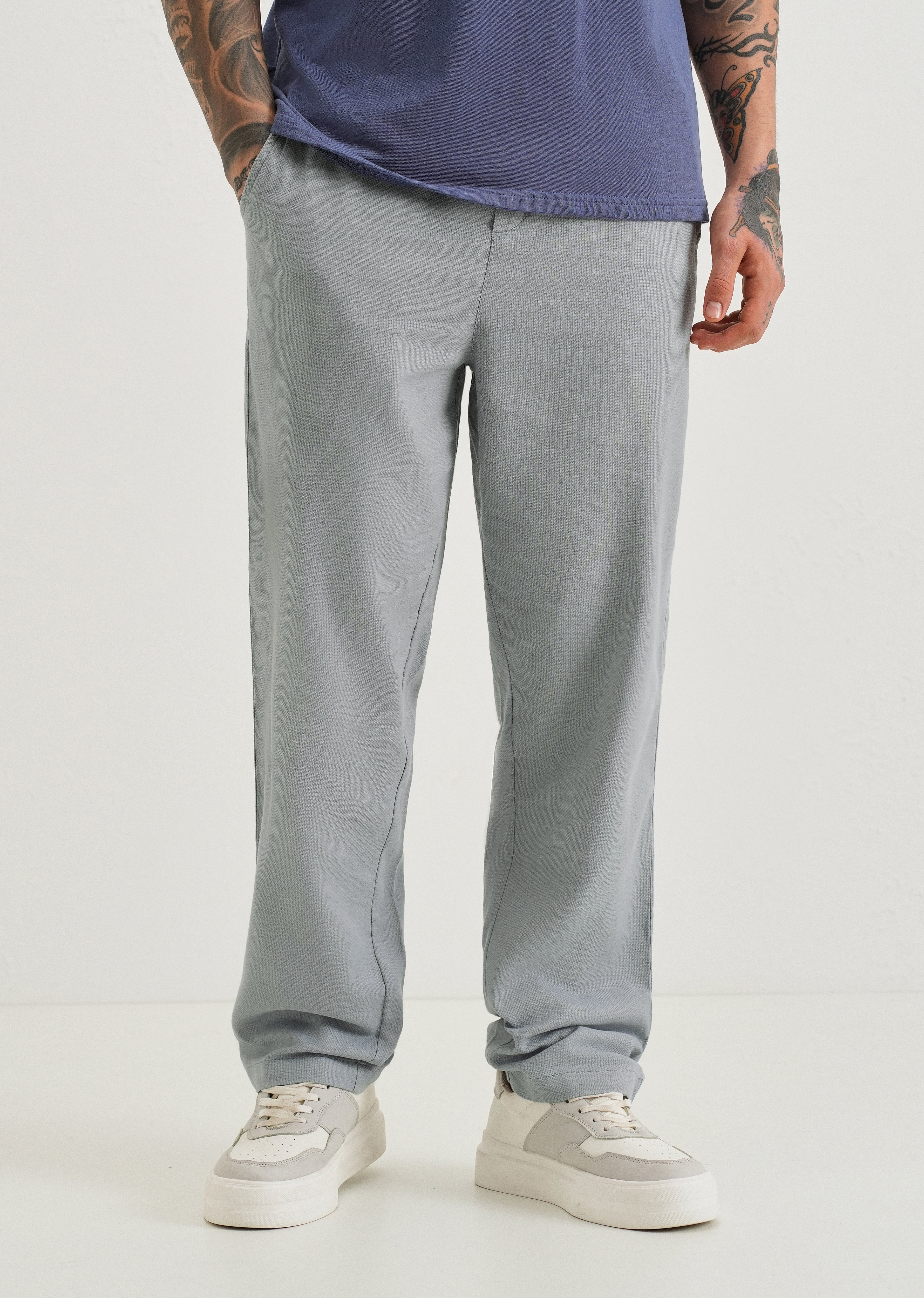 Mystic Blue Textured Pants