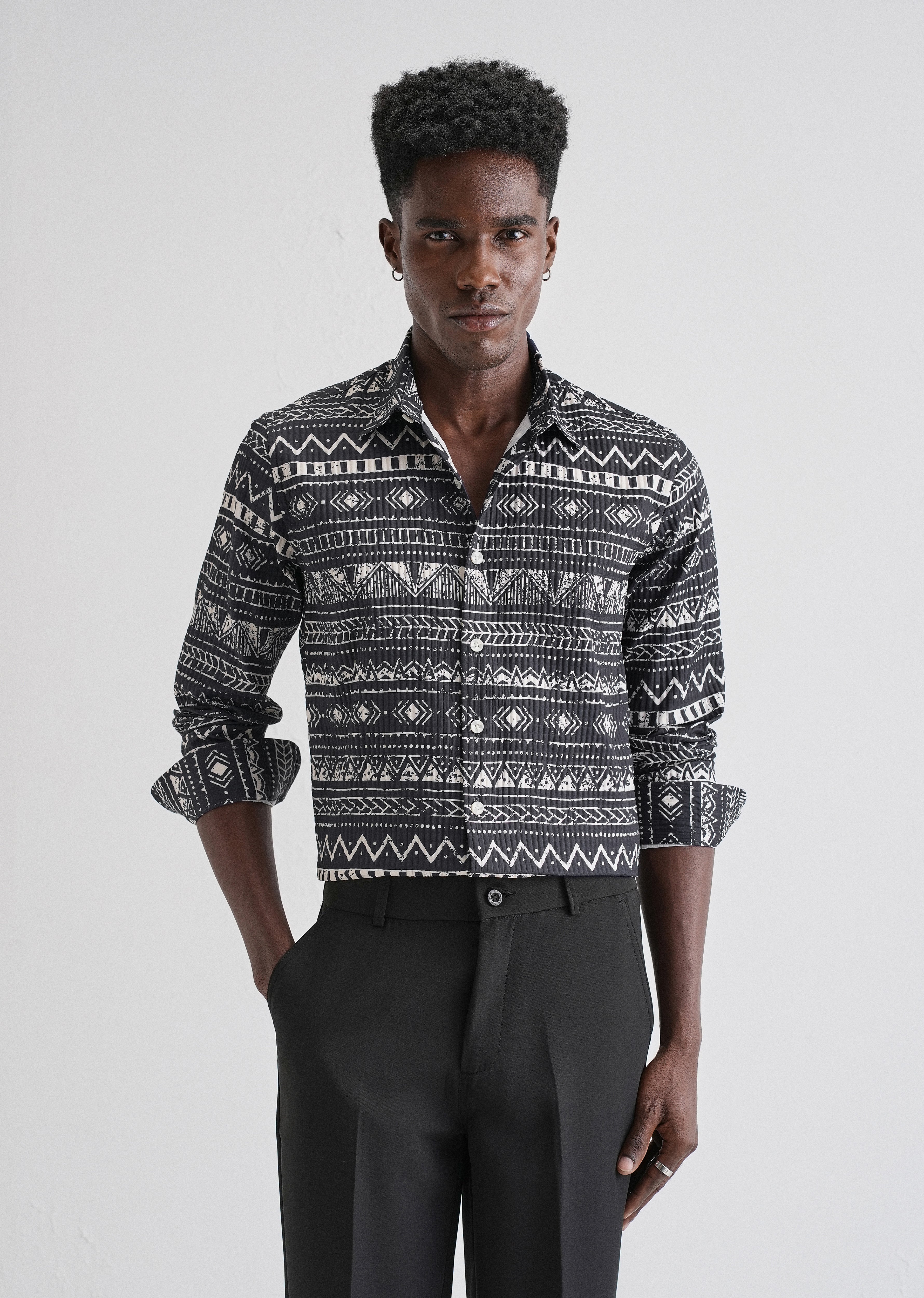 Mystic Maze Black Puff Shirt