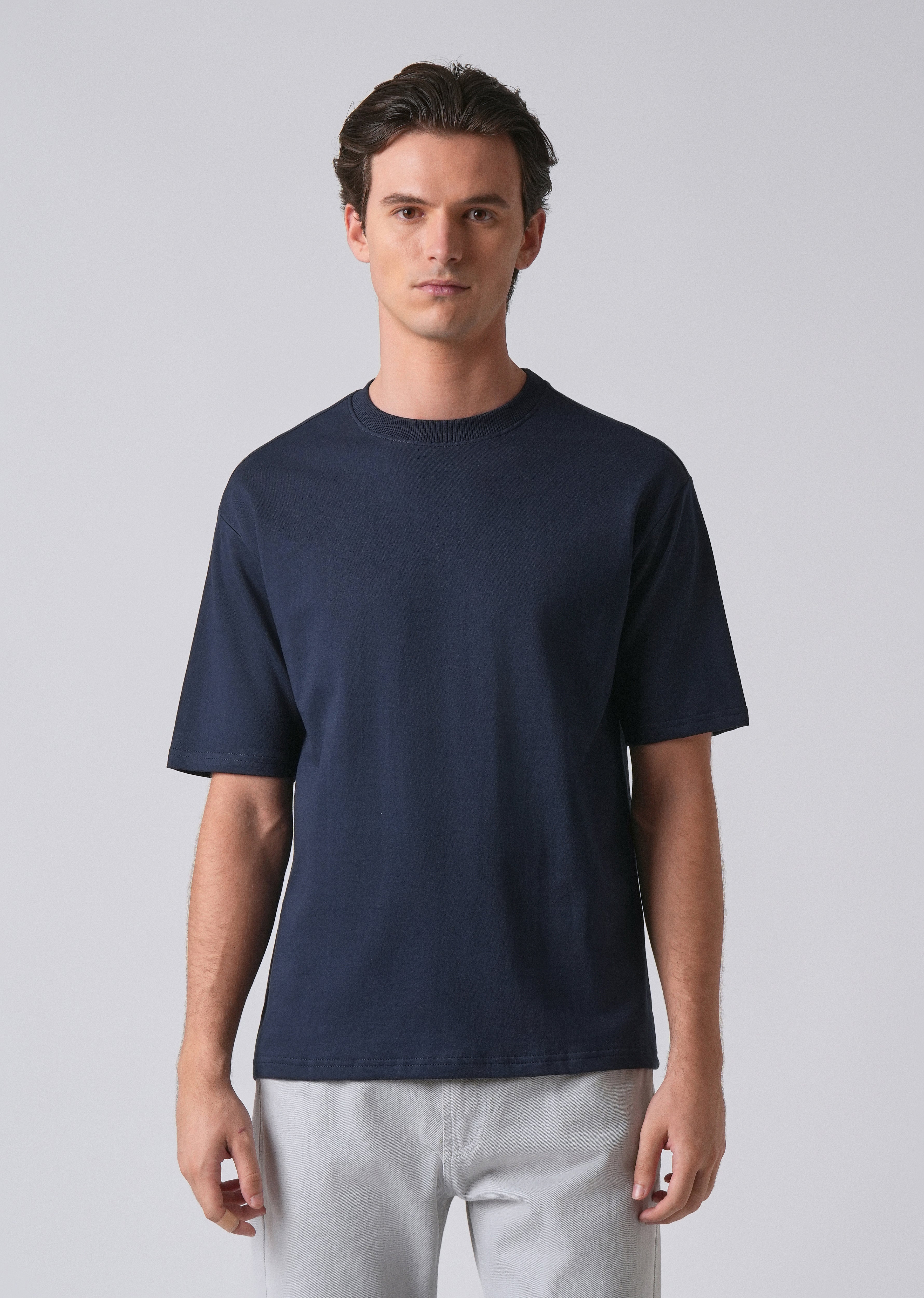 Navy Blue Basic Relaxed Fit T-shirt