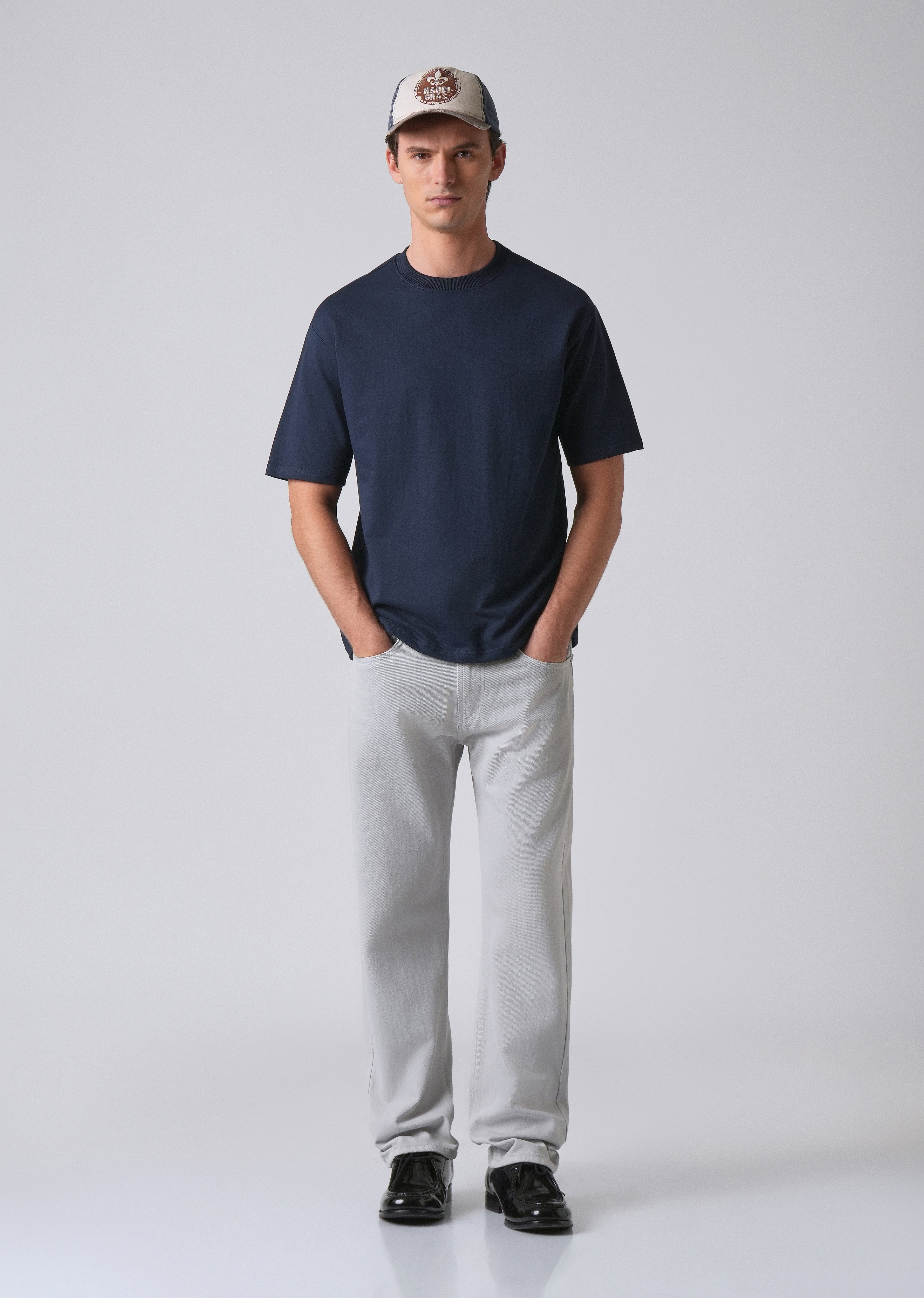 Navy Blue Basic Relaxed Fit T-shirt