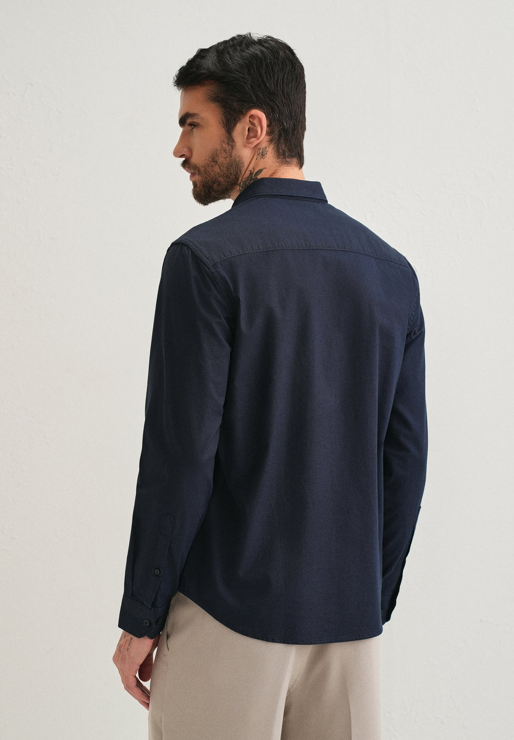 Navy Blue Contrast Placket Shirt