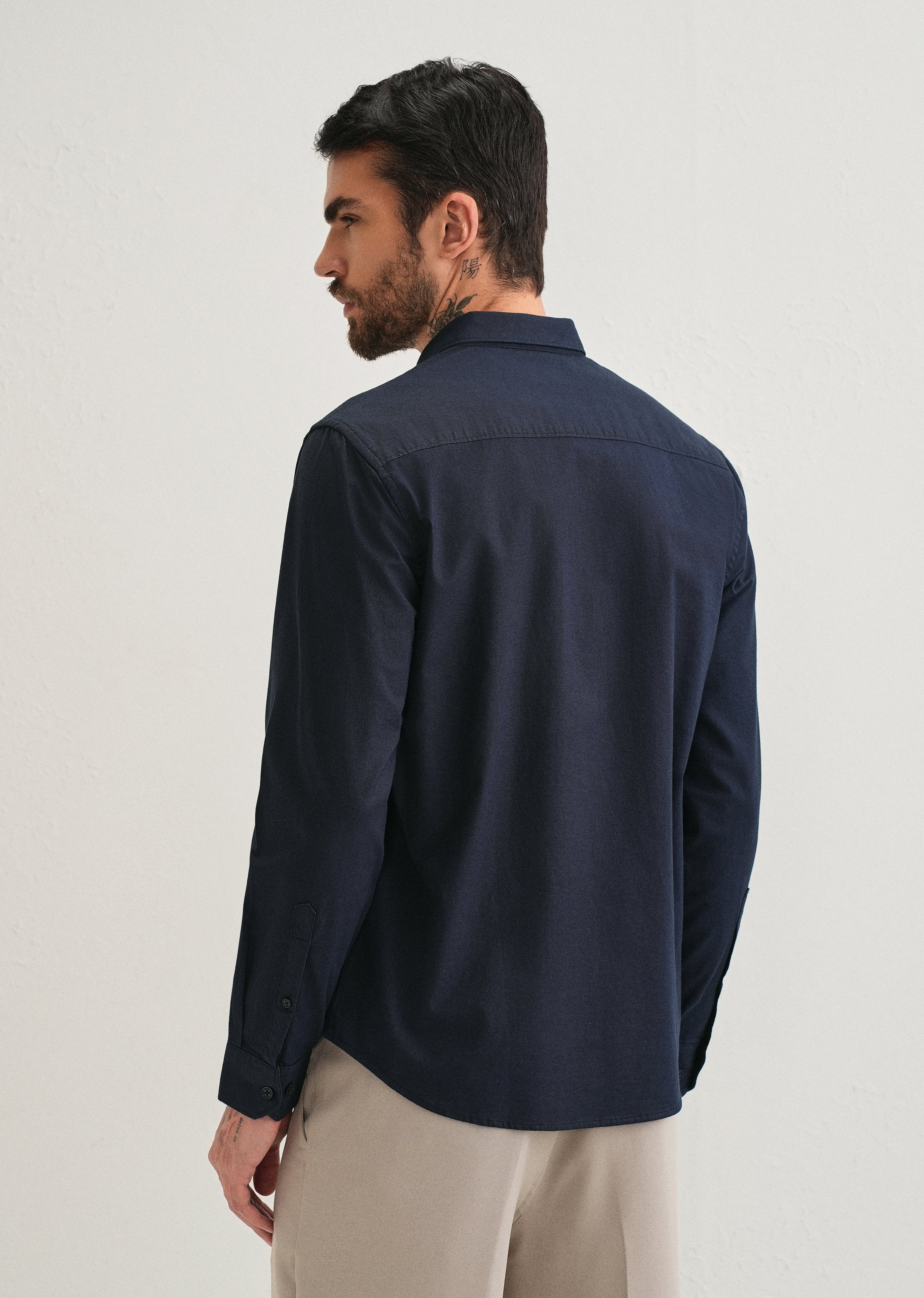 Navy Blue Contrast Placket Shirt