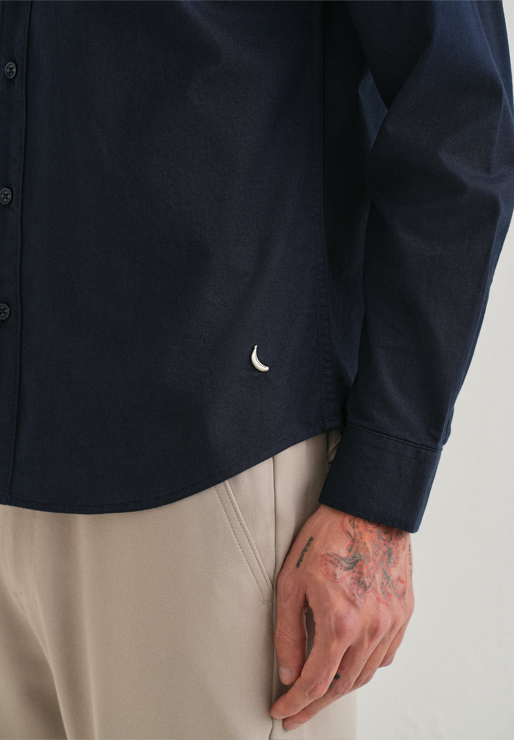 Navy Blue Contrast Placket Shirt