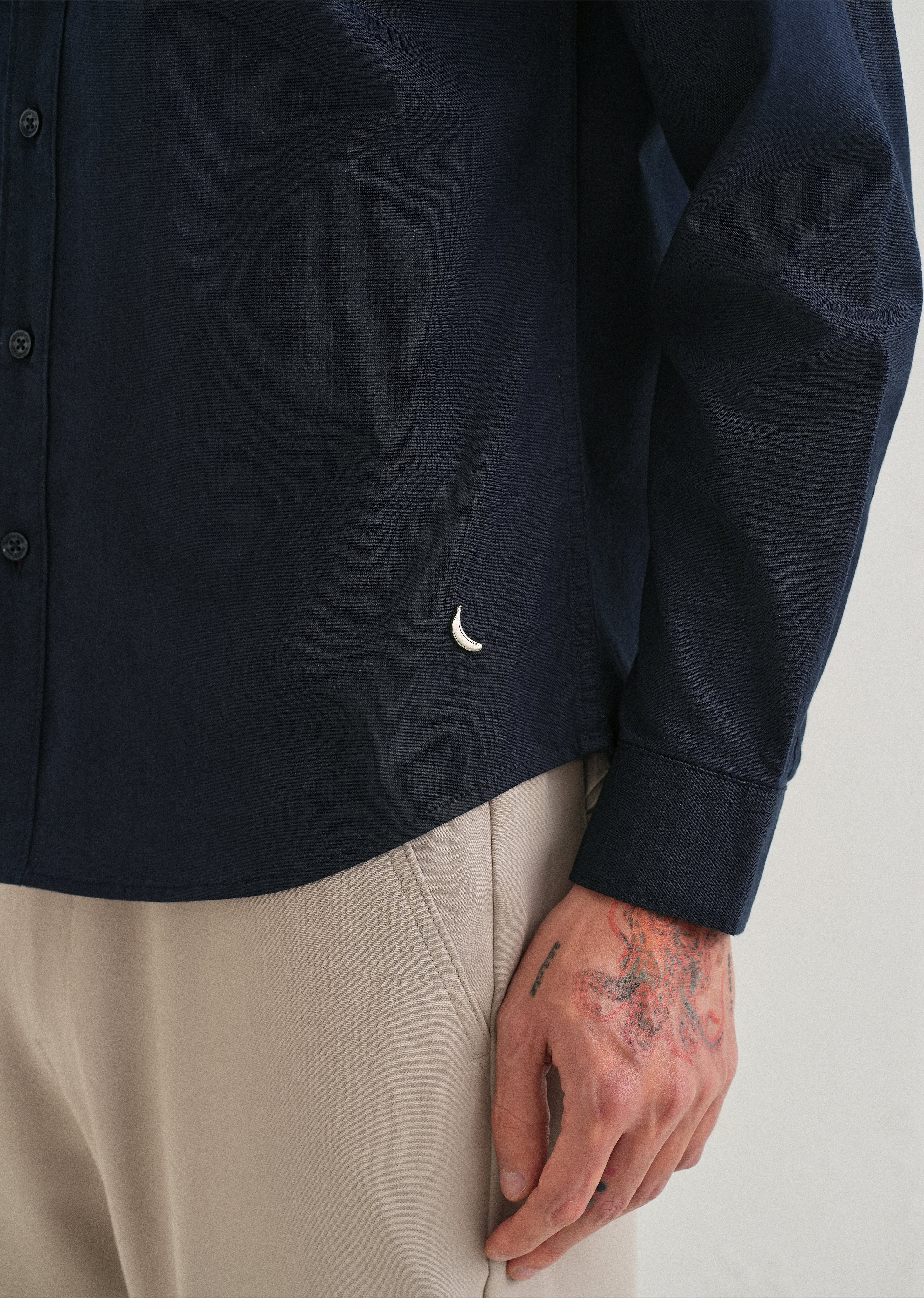 Navy Blue Contrast Placket Shirt