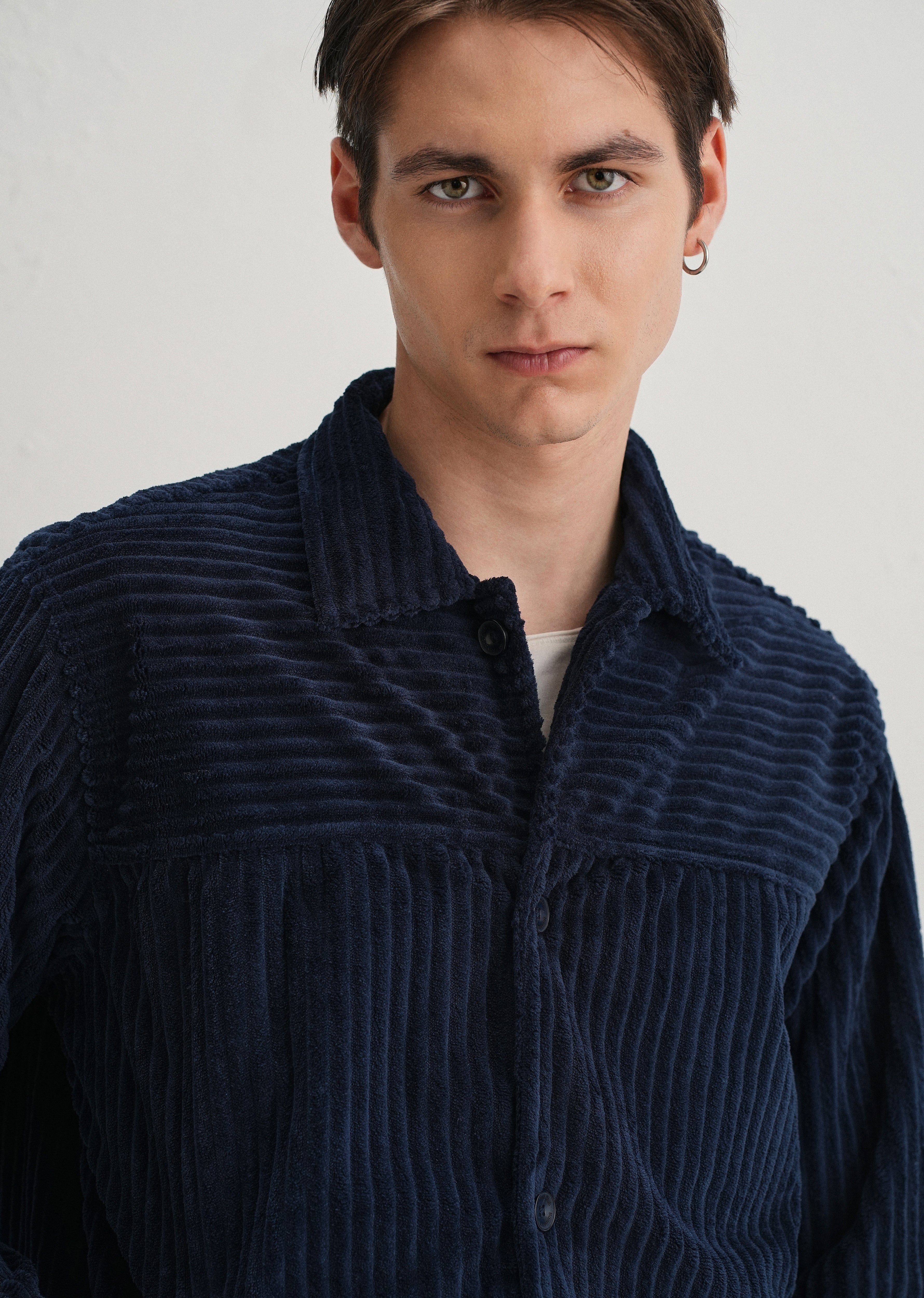 Navy Blue Corduroy Shacket