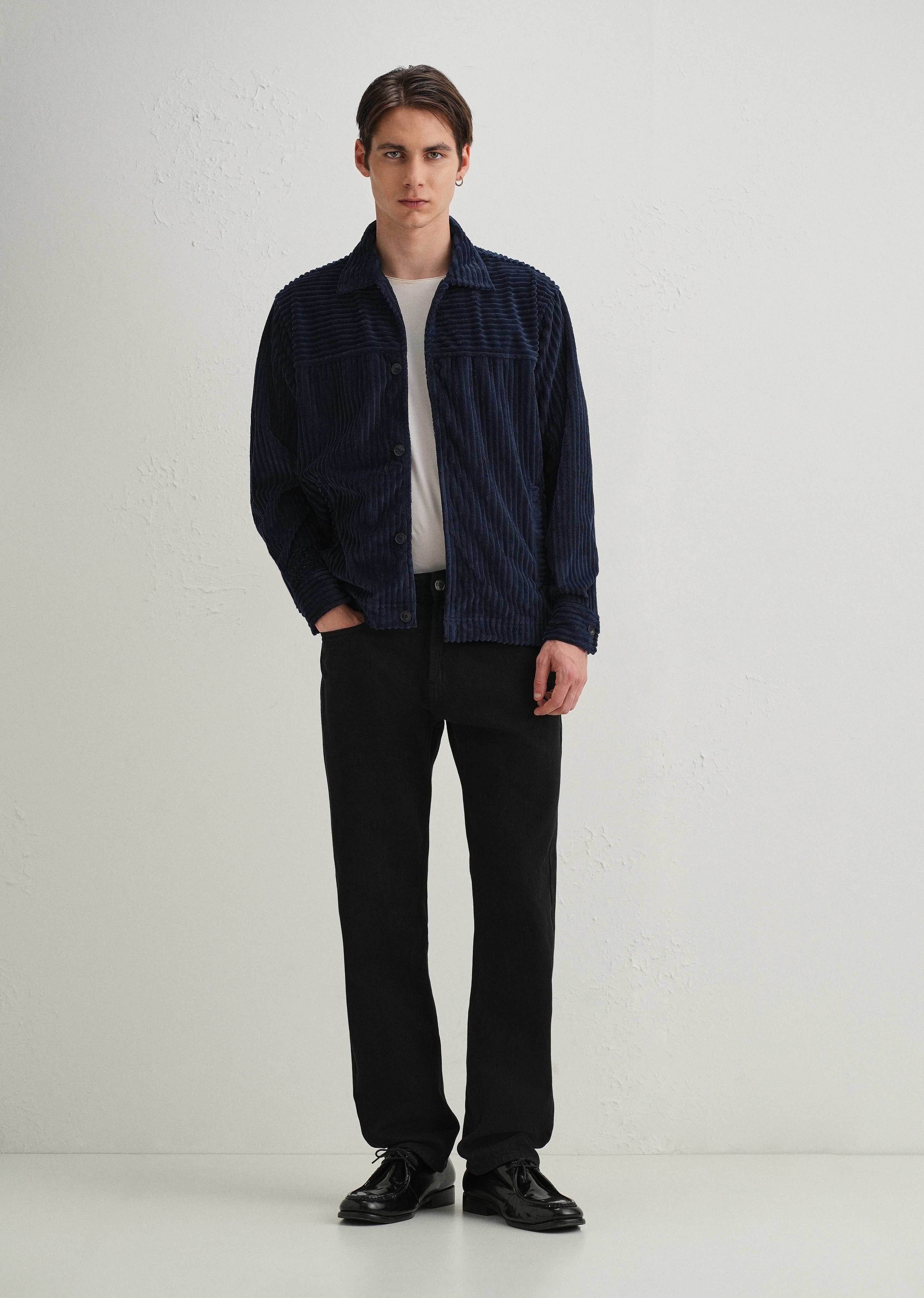 Navy Blue Corduroy Shacket