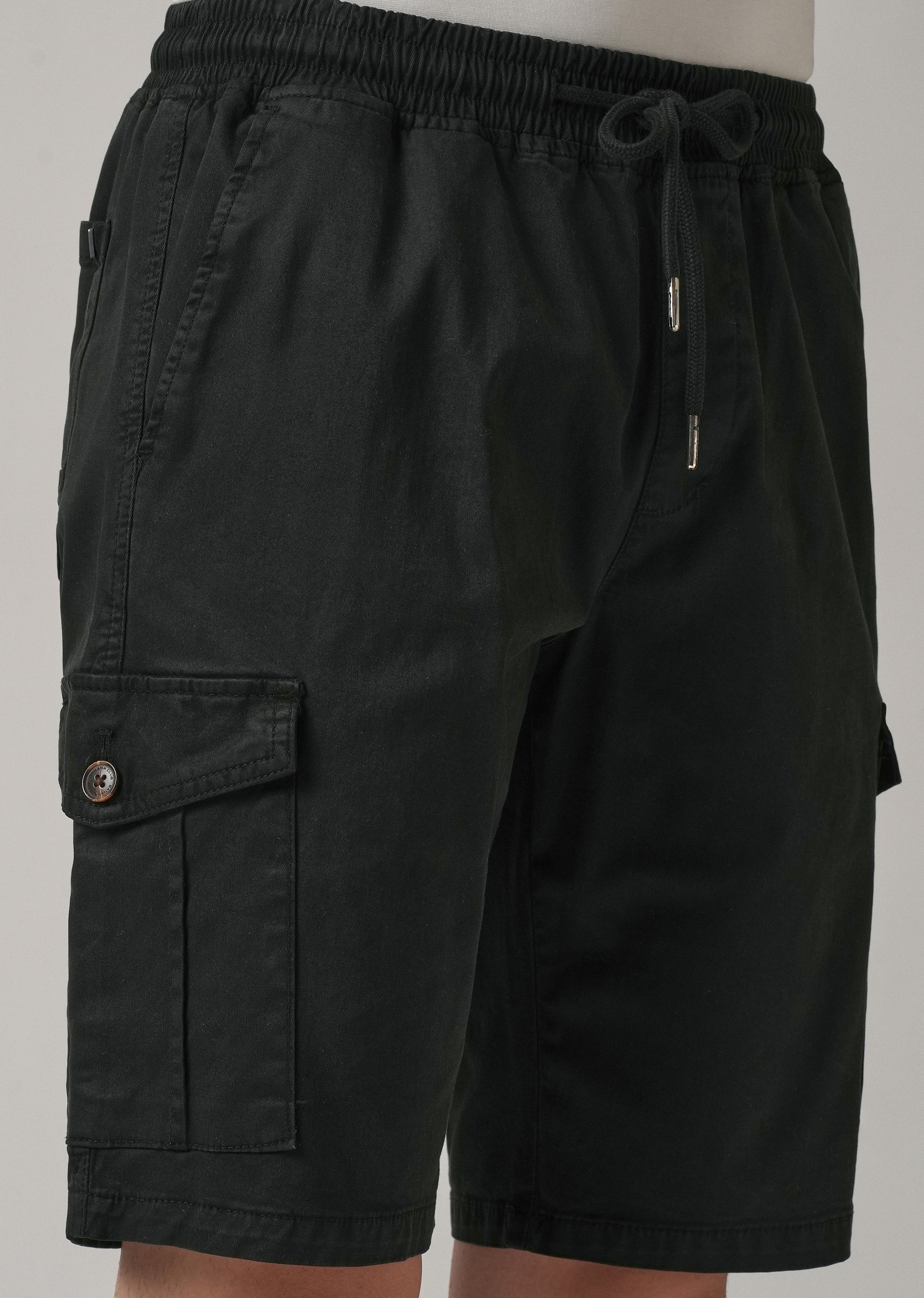 Navy Blue Cotton Cargo Shorts